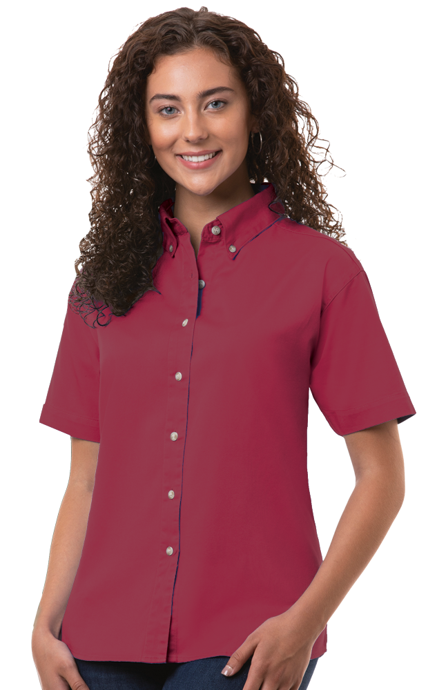 Ladies' Short-Sleeve 100% Cotton Twill Shirt 9