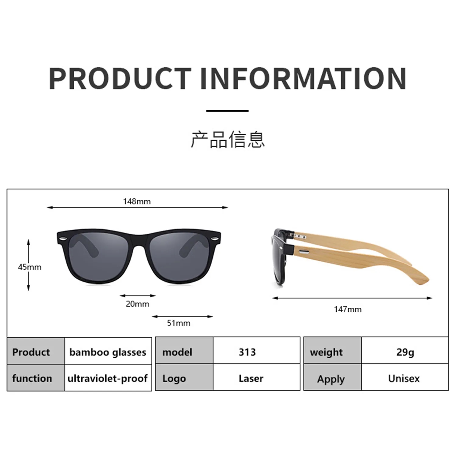 Polarized Wood Glasses Men Wooden Bamboo Sunglasses 4