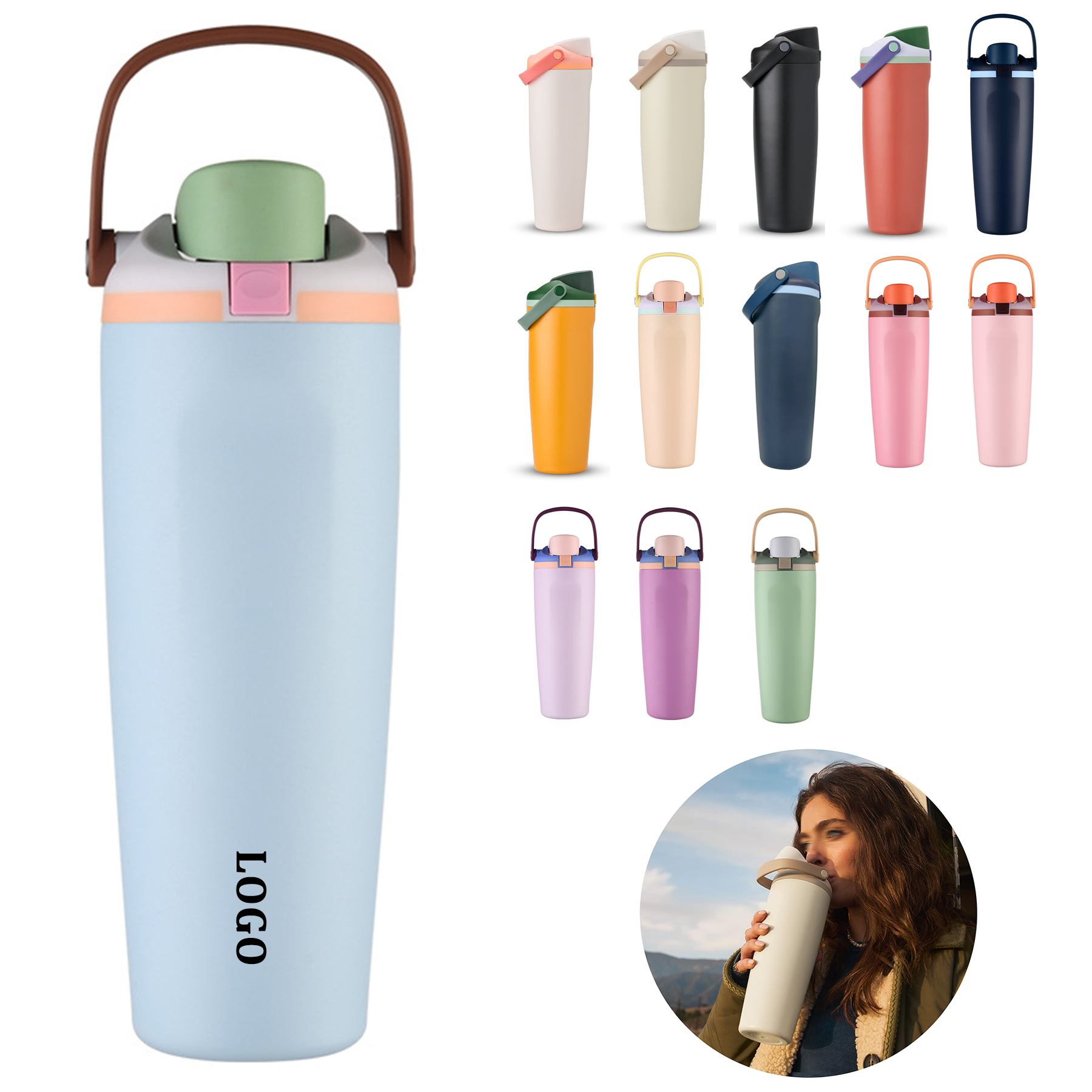 Insulated Stainless Steel Tumbler with Handle 11