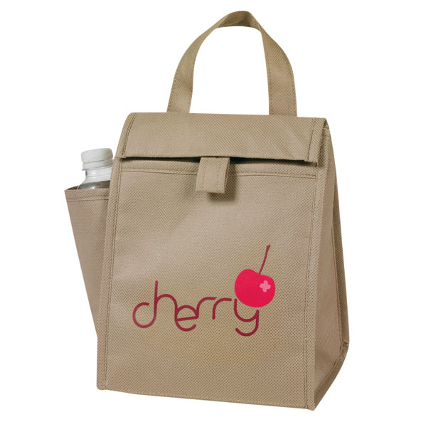 Non Woven Insulated Lunch Bag w/Bottle Pocket 4