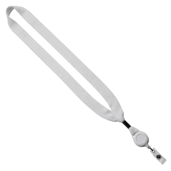 3/4" Cotton Lanyard with Metal Crimp & Retractable Badge Reel 16