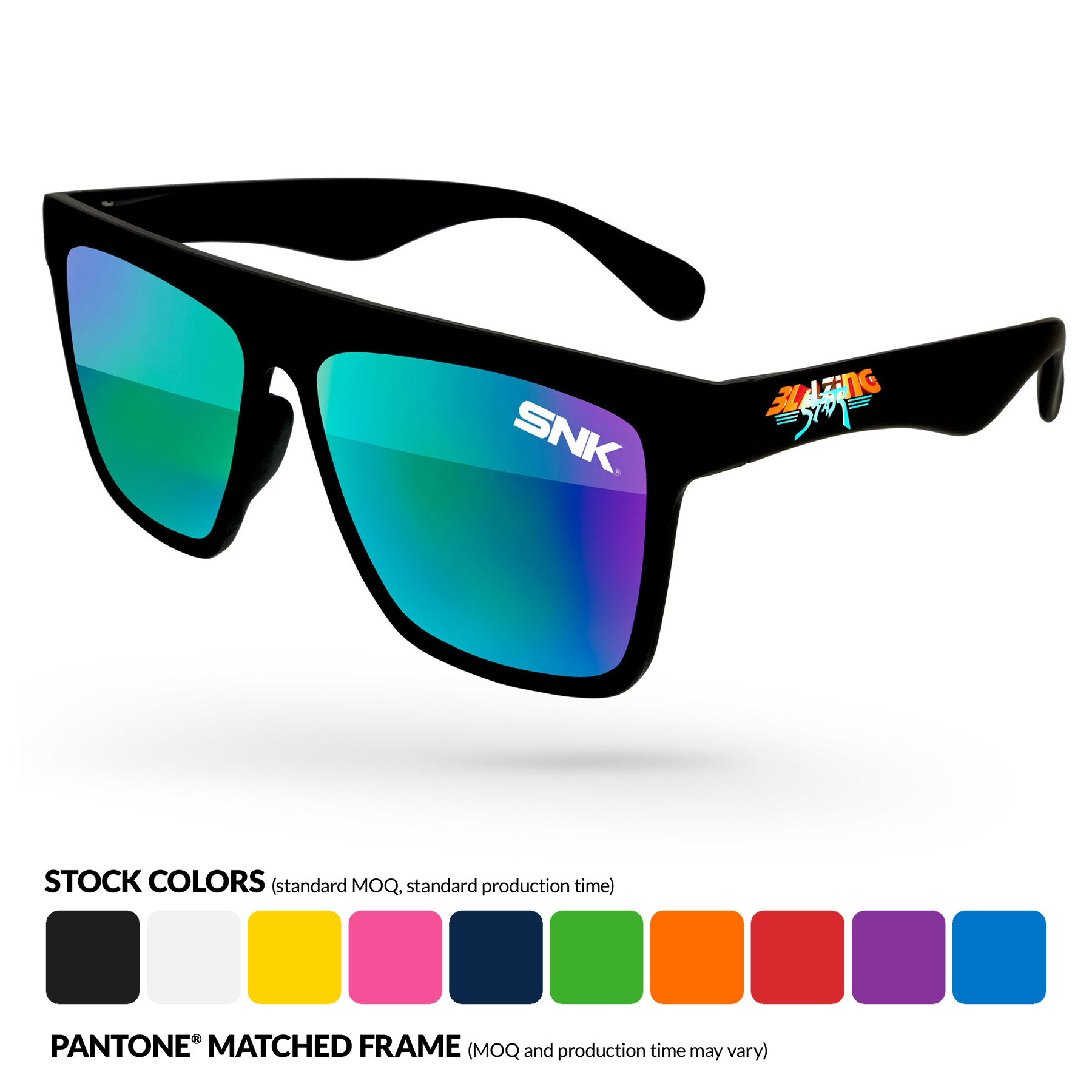 Laser Mirror Sunglasses w/ Lens Imprint & Full-color Temple Imprint 10