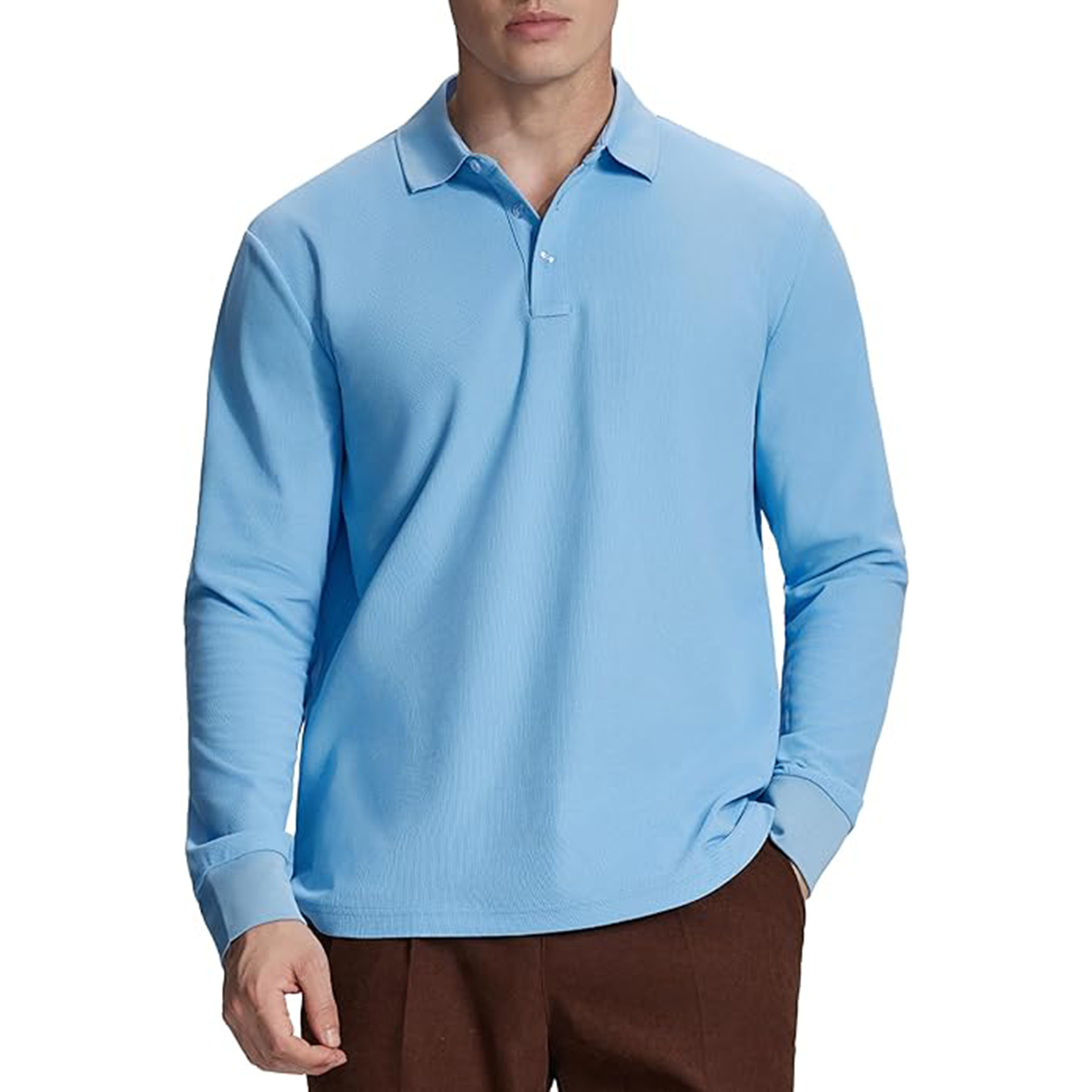 Classic Business Casual Long Sleeved Polo Shirt 2
