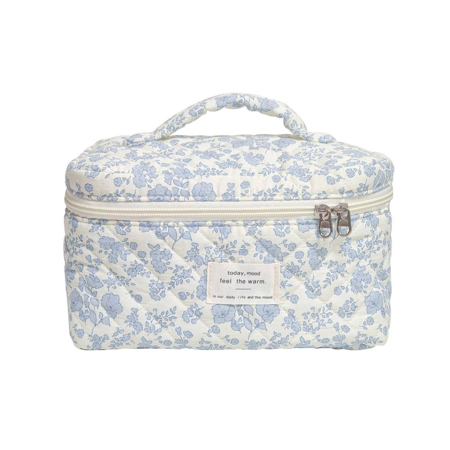 Portable Quilted Floral Makeup Bag – Durable Polyester 3