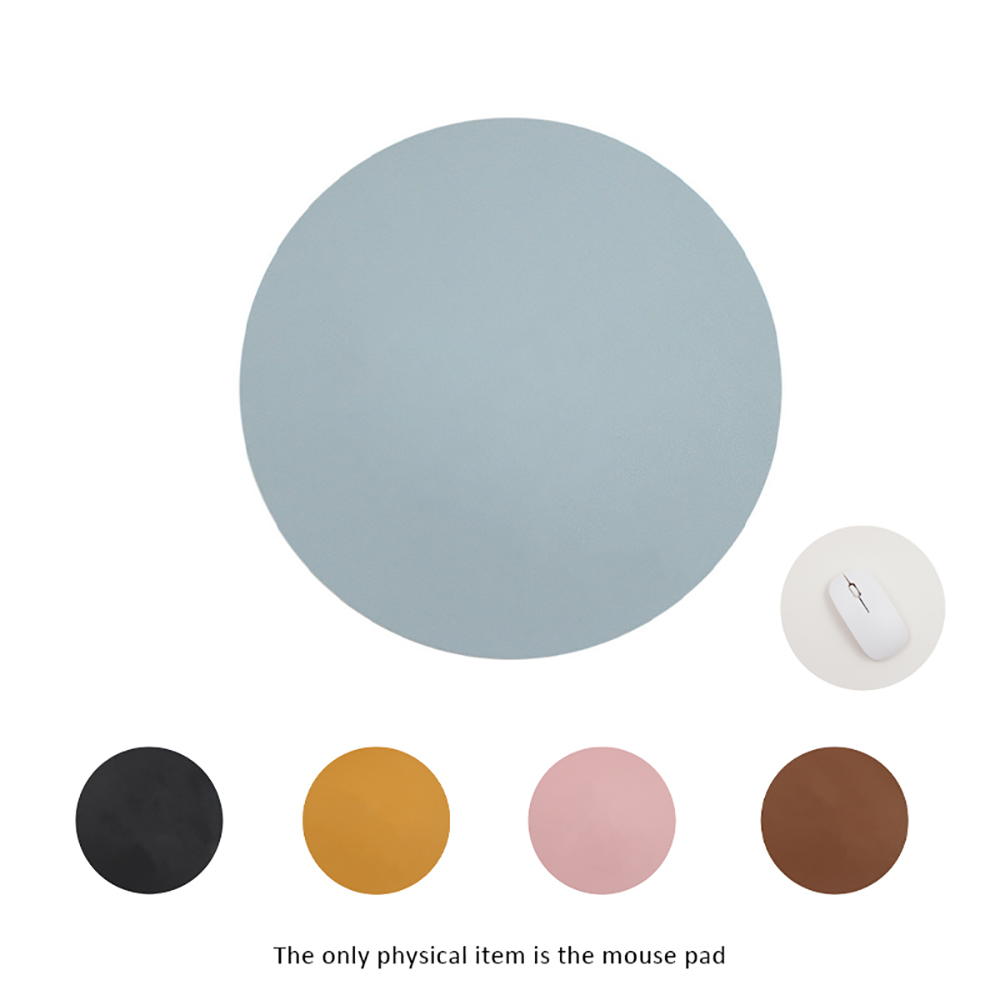 PU Round Rubber Computer Mouse Pad with Stitched Edge 4