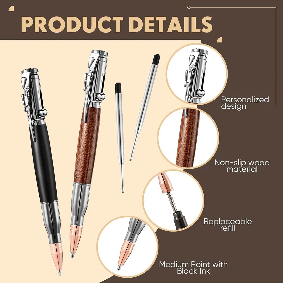 Metal and Wood Bolt Action Ballpoint Pen 11