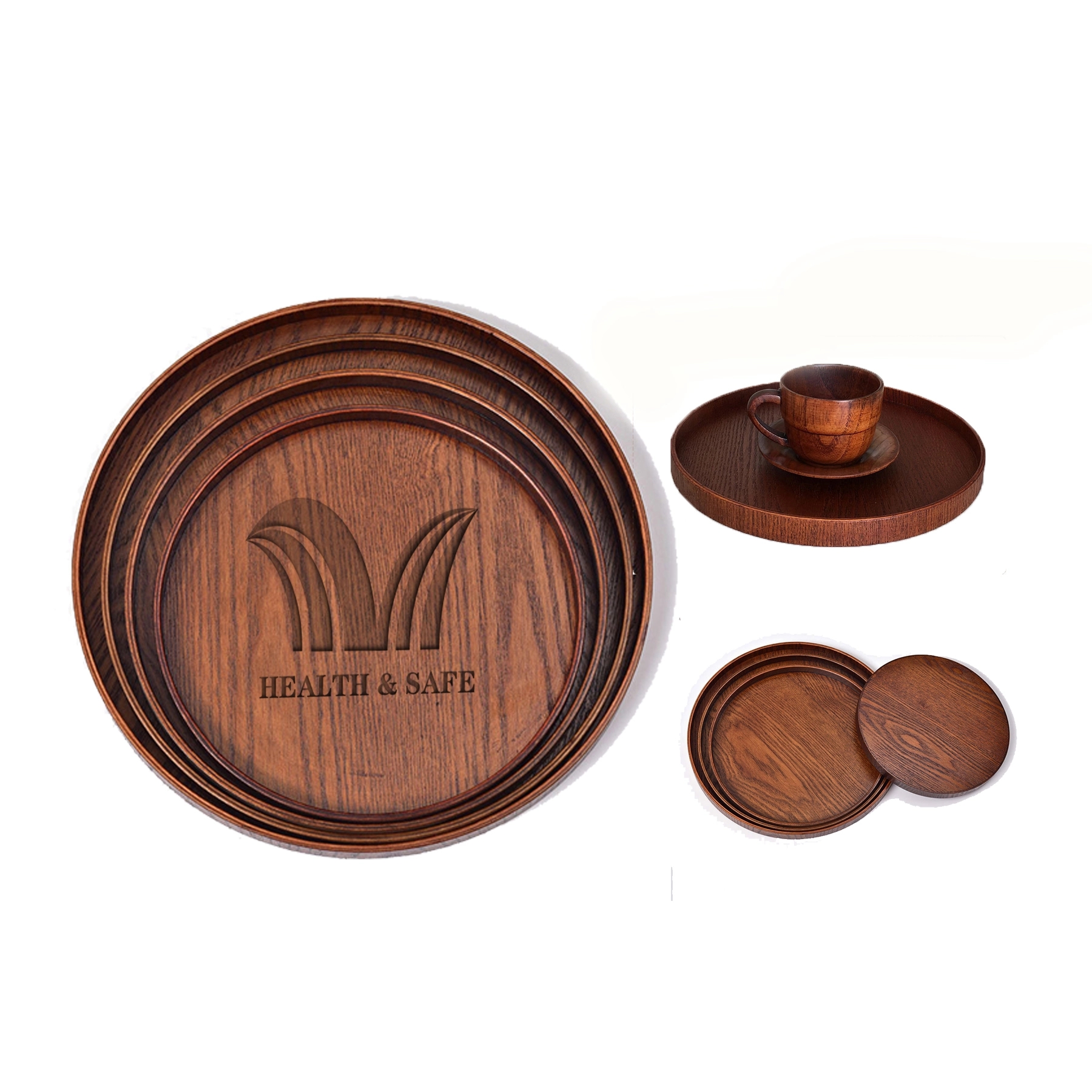 Round Wood Serving Tray For Eating 3