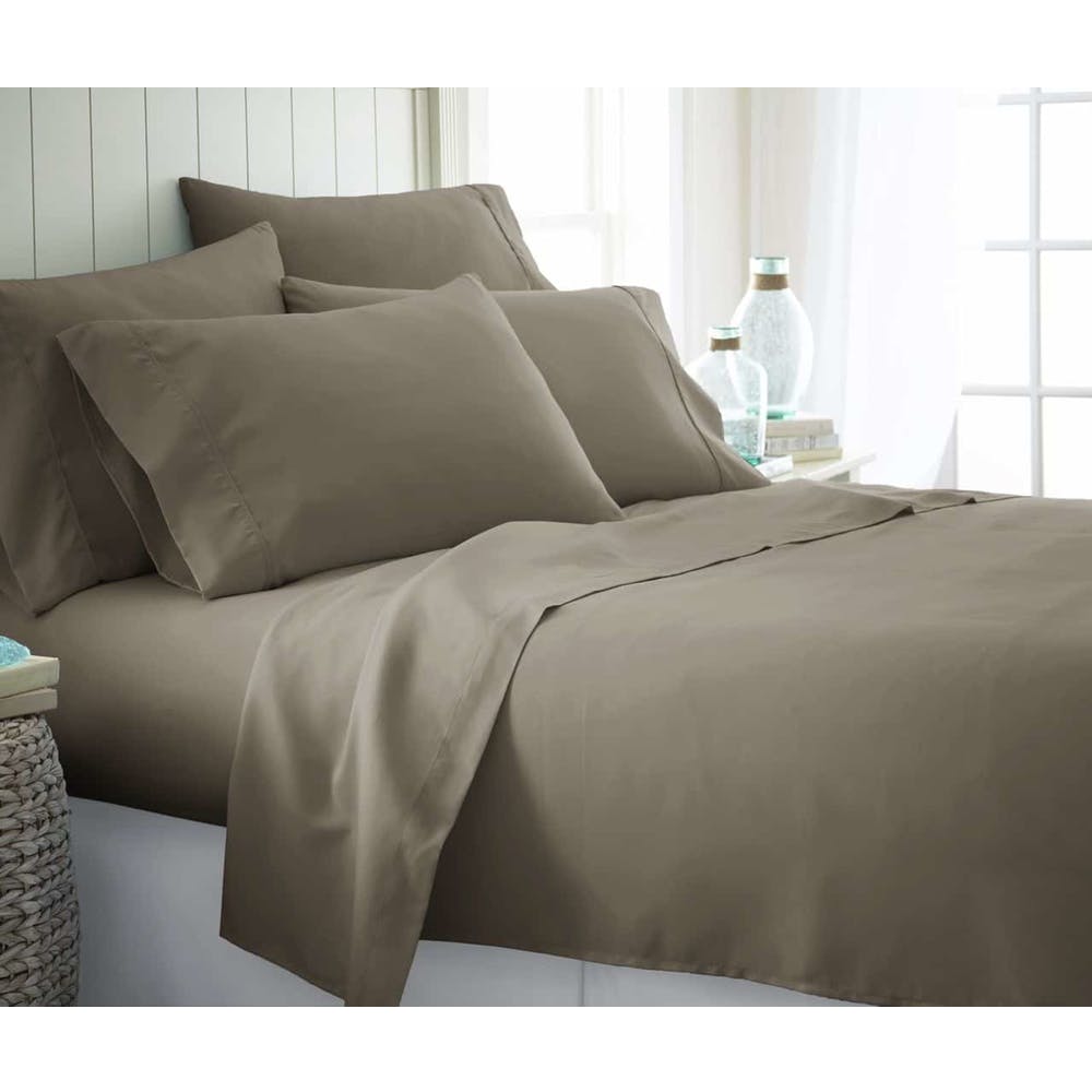 Microfiber Bed Sheets - Taupe Twin 4 Piece Set 2