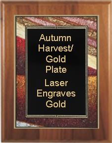 7" x 9" Cherry Finish Plaque with a Autumn Harvest Art/Black Plate 1