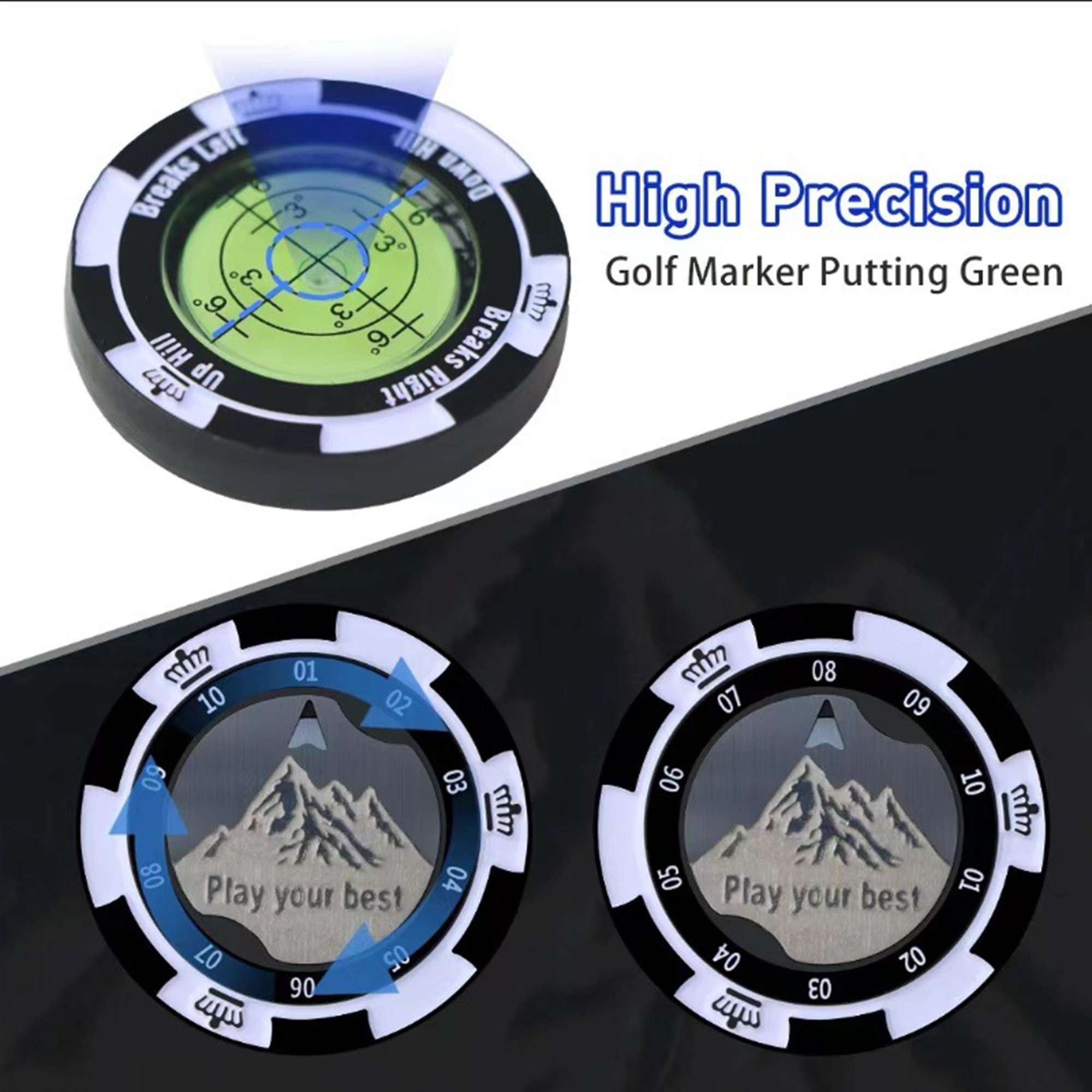 Magnetic Golf Ball Marker with High Precision Green Reading 3