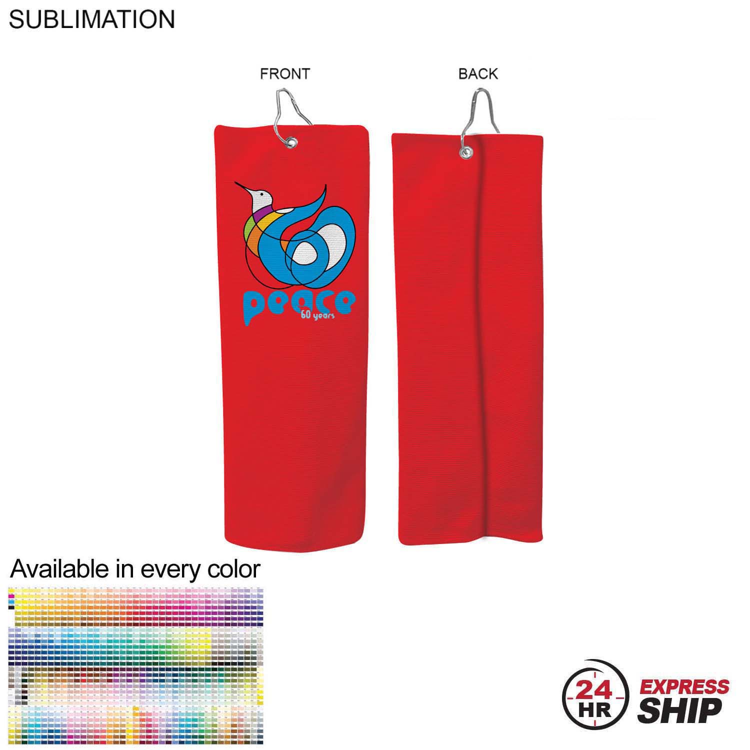 24 Hr Express Ship - Microfiber Dri-Lite Terry Golf Towel, Finished size 6x15, Trifold 4
