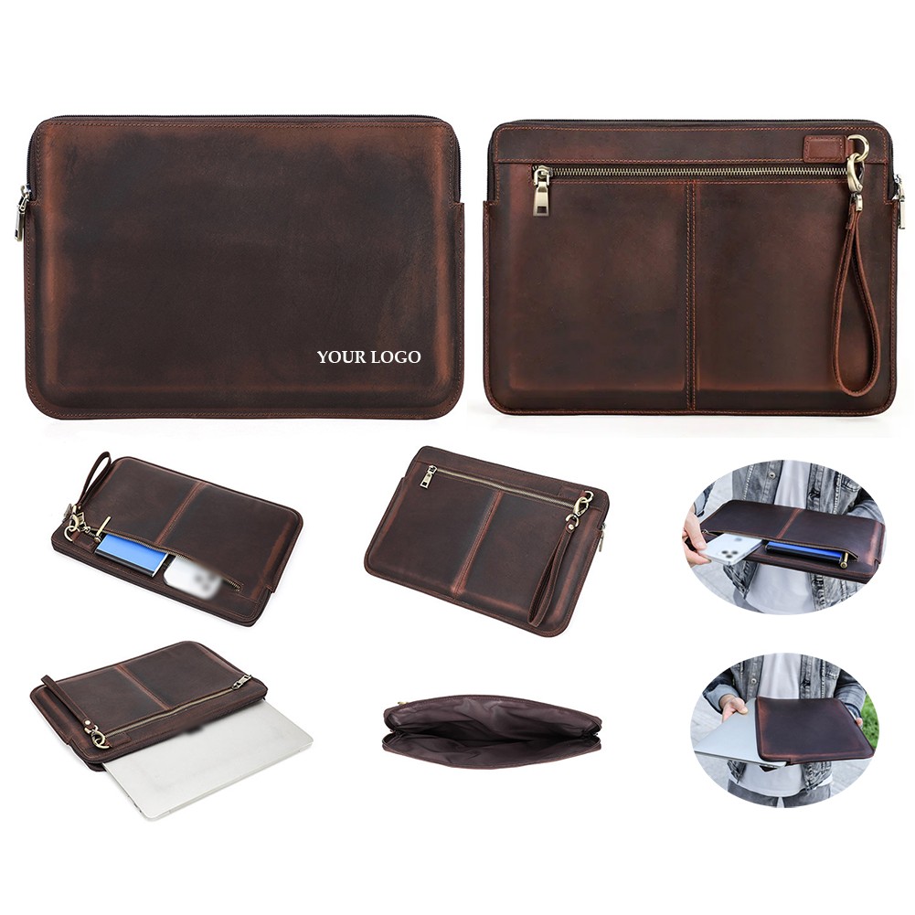 Multifunction Leather Laptop Sleeve 13 Inches Bag With Pocket 8