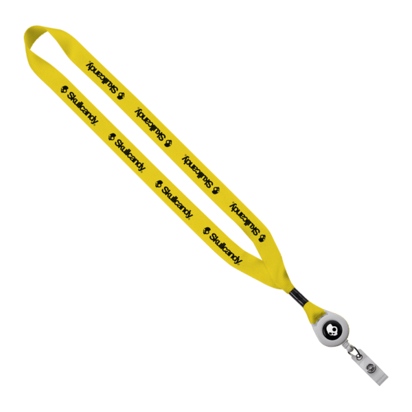 3/4" Polyester Lanyard with Metal Crimp & Retractable Badge Reel 439