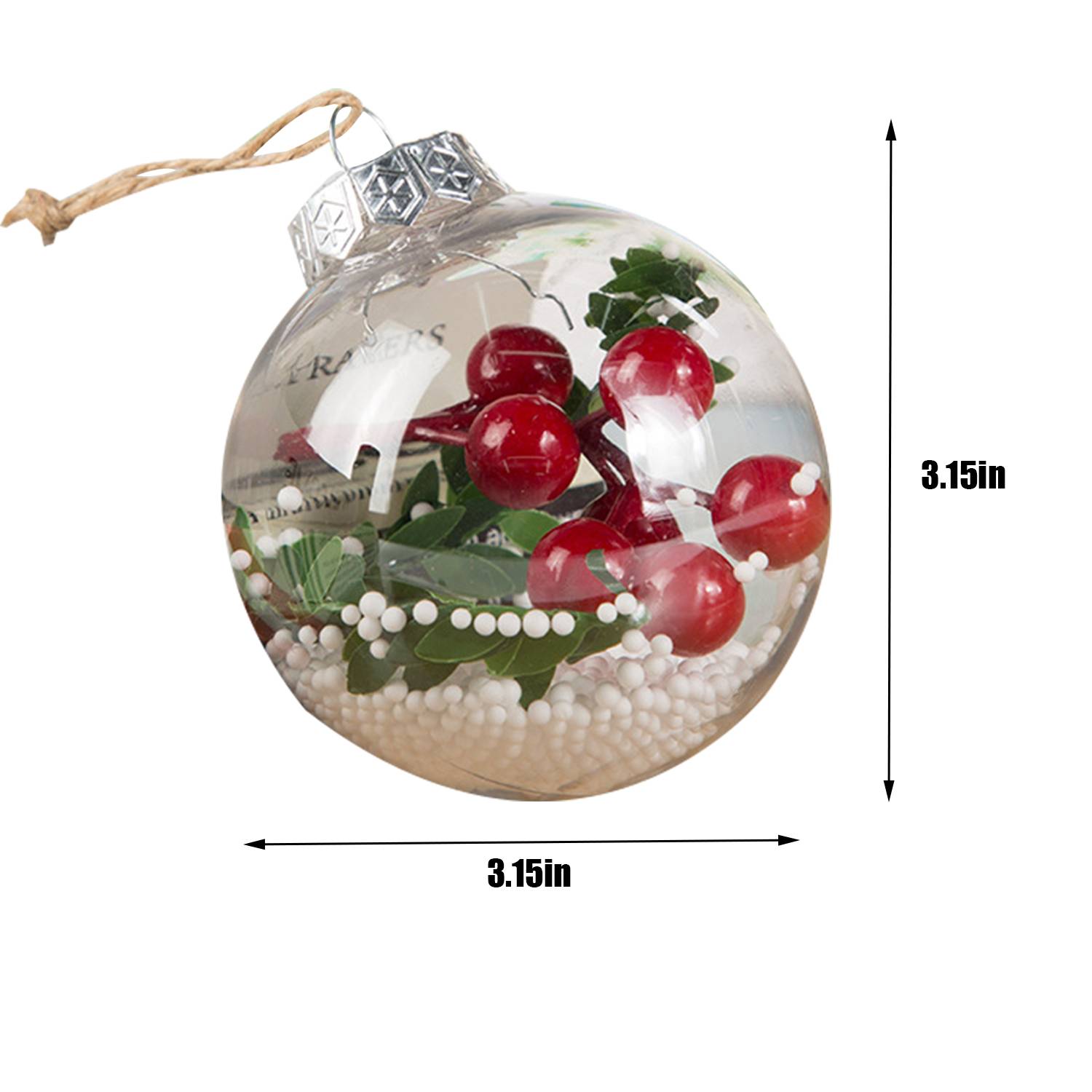 Round Clear Plastic Christmas Ball Ornaments 5