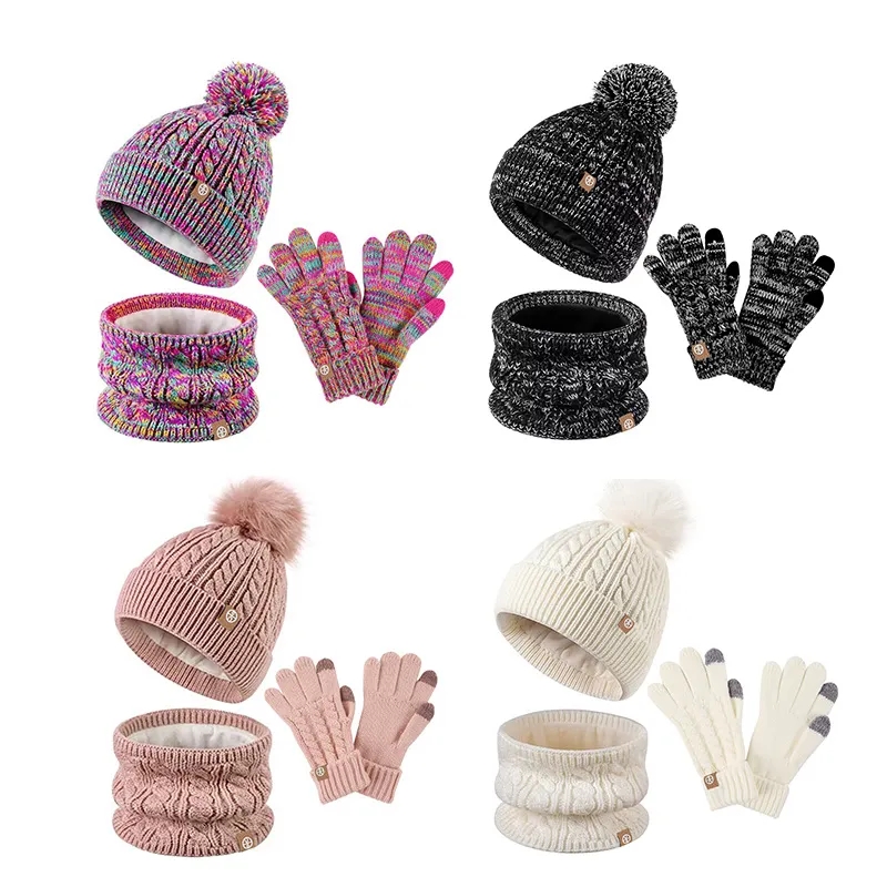 Children Hairball hat, scarf and gloves three-piece set 5