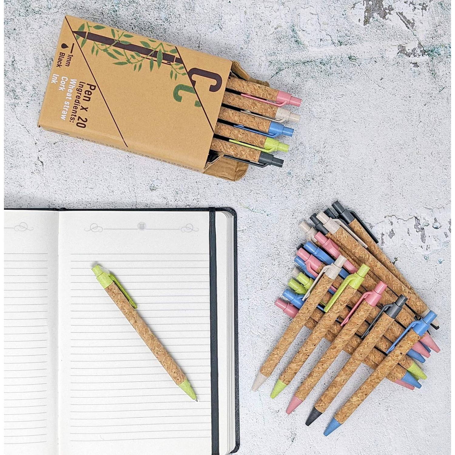 Cork and recycled wheat straw Retractable Ballpoint Pen 1
