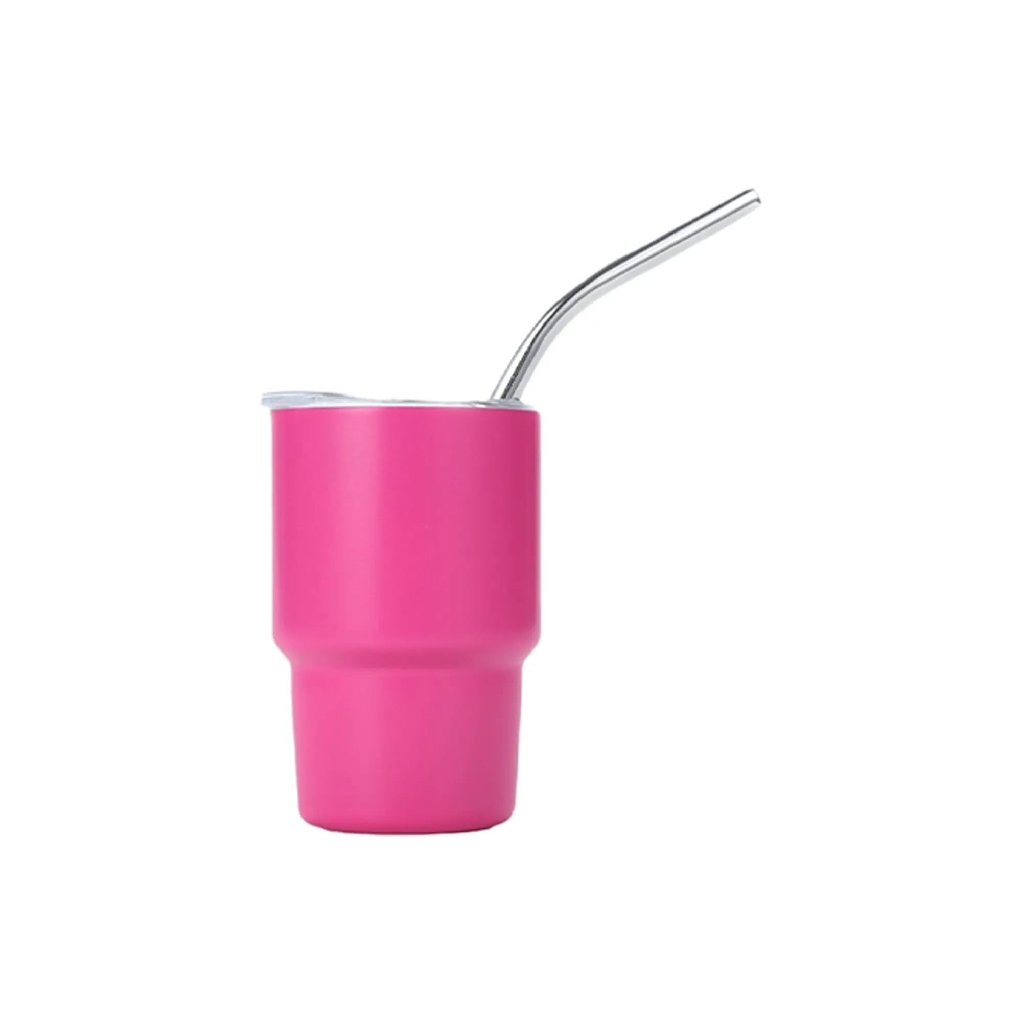 Double Wall 3 Oz Mini Stainless Steel Cup With Lid And Straw 12