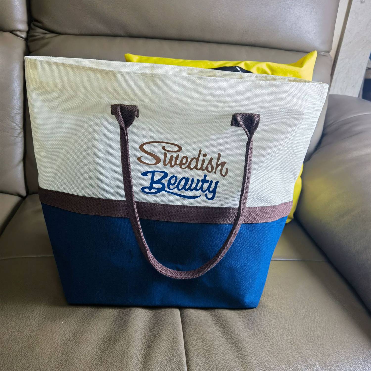 Custom Splicing Linen Fashion Tote Bag, custom tote bag with logo imprint 4