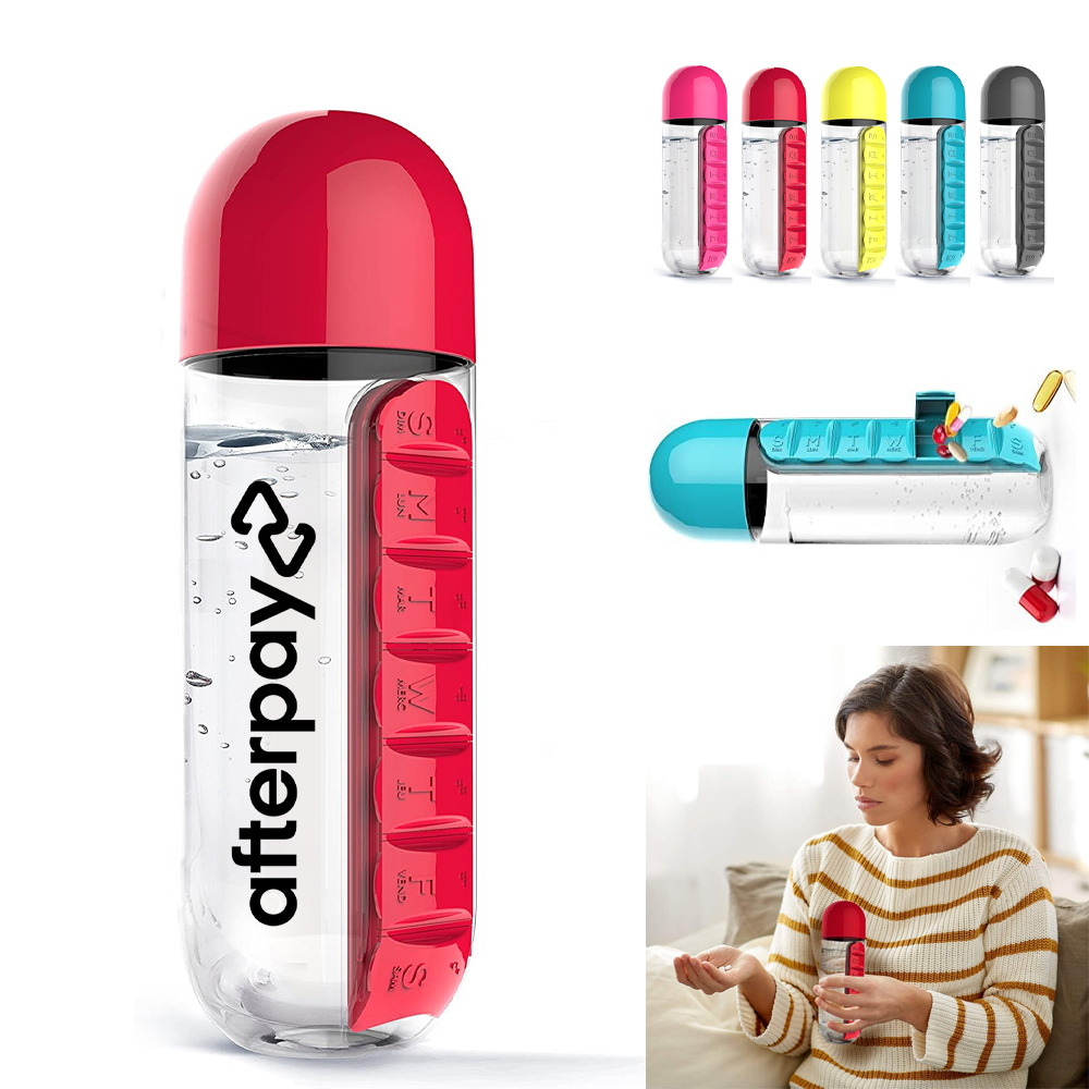 Johnson Daily Pill Box Organizer with Water Bottle - 20 oz 1