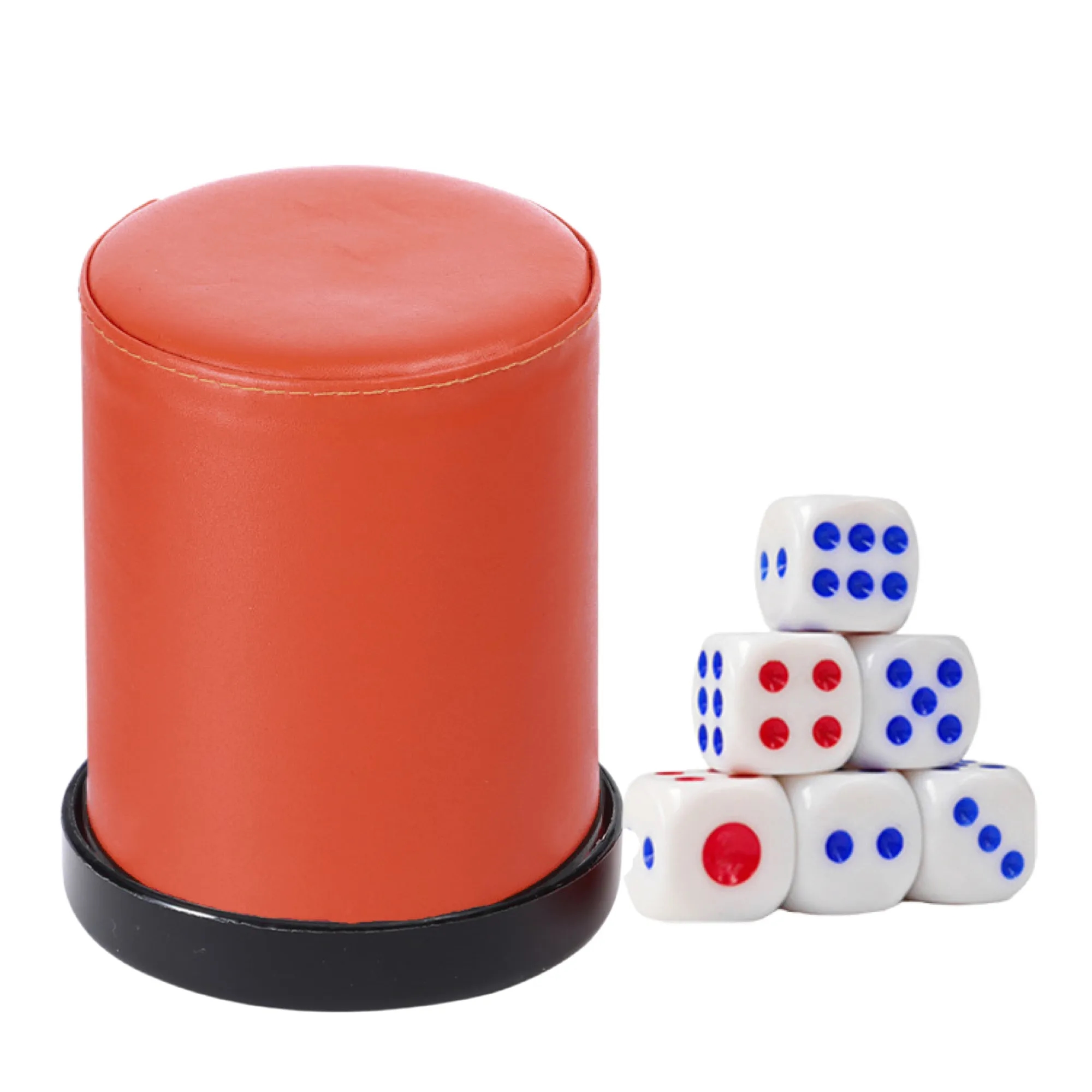 MOQ50 Custom PU Dice Cup with 6 Dices And A Base 7