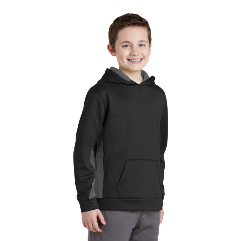Sport-Tek Youth Sport-Wick Fleece Colorblock Hooded Pullover. 24