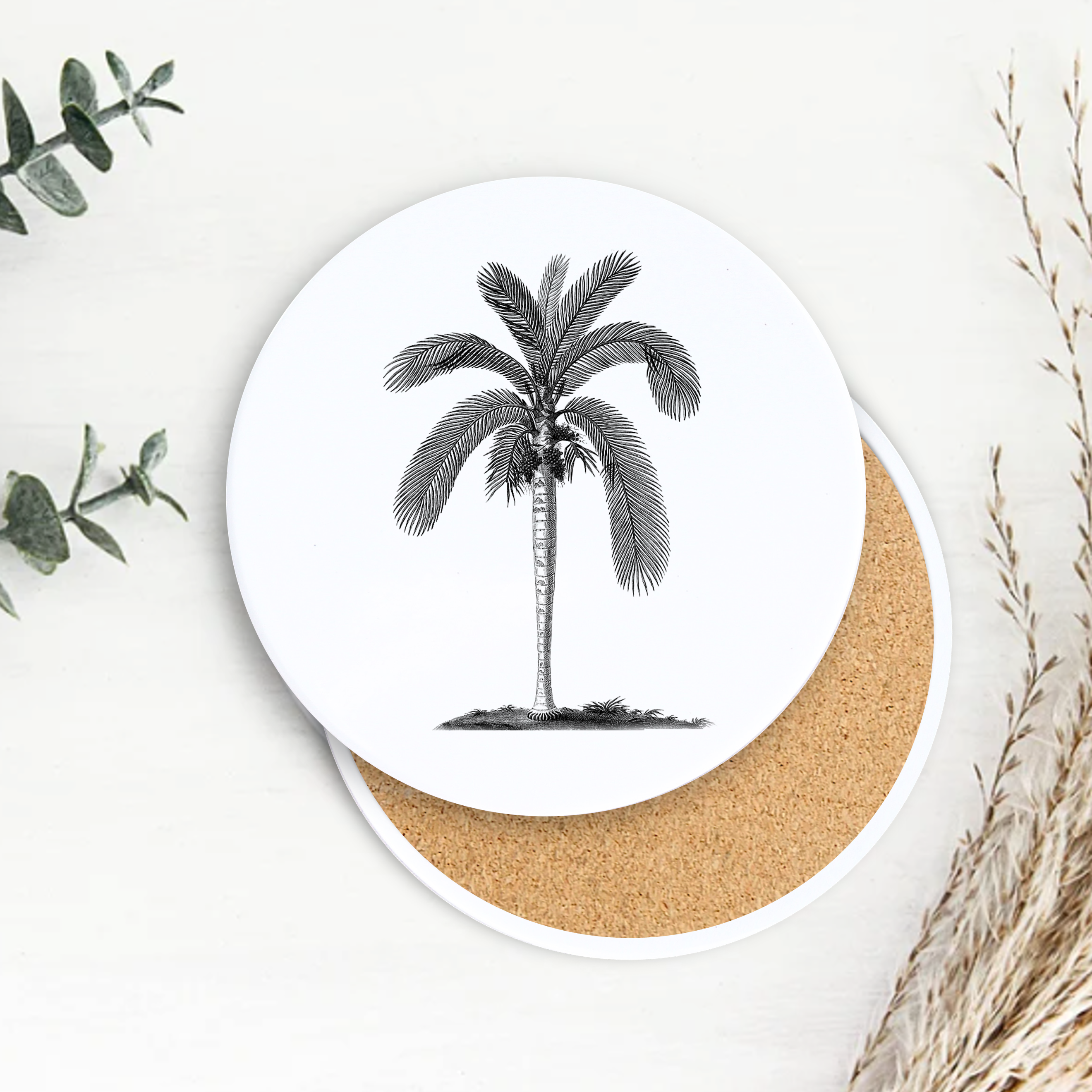 Semi-Gloss White Ceramic Round Coaster 32