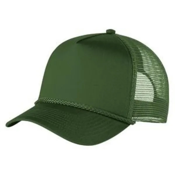 Structured 5 Panel Curved Bill Trucker Cap with Rope 12