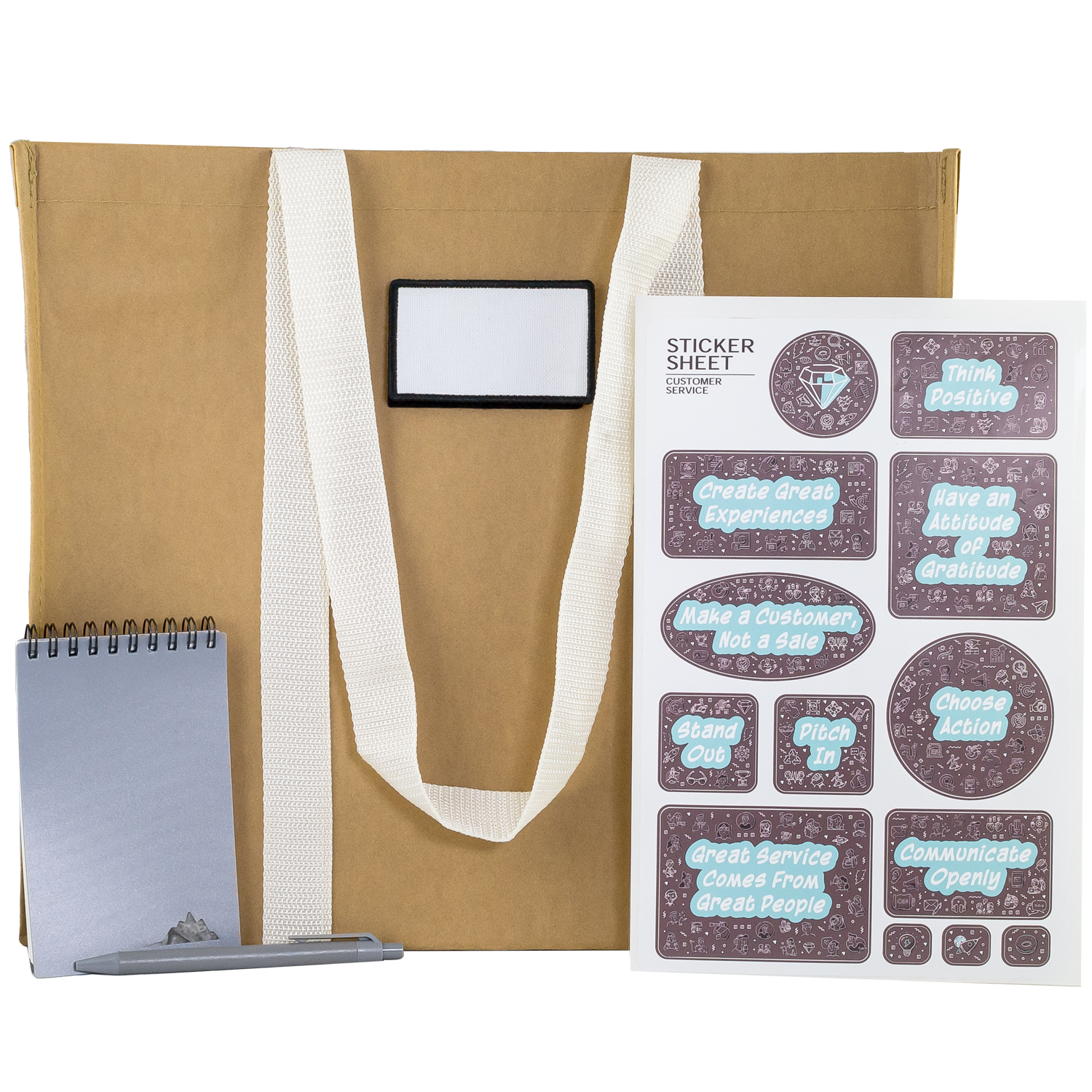 Sustainable Tote, Stone Paper Notebook & Recycled Pen Gift Set 1