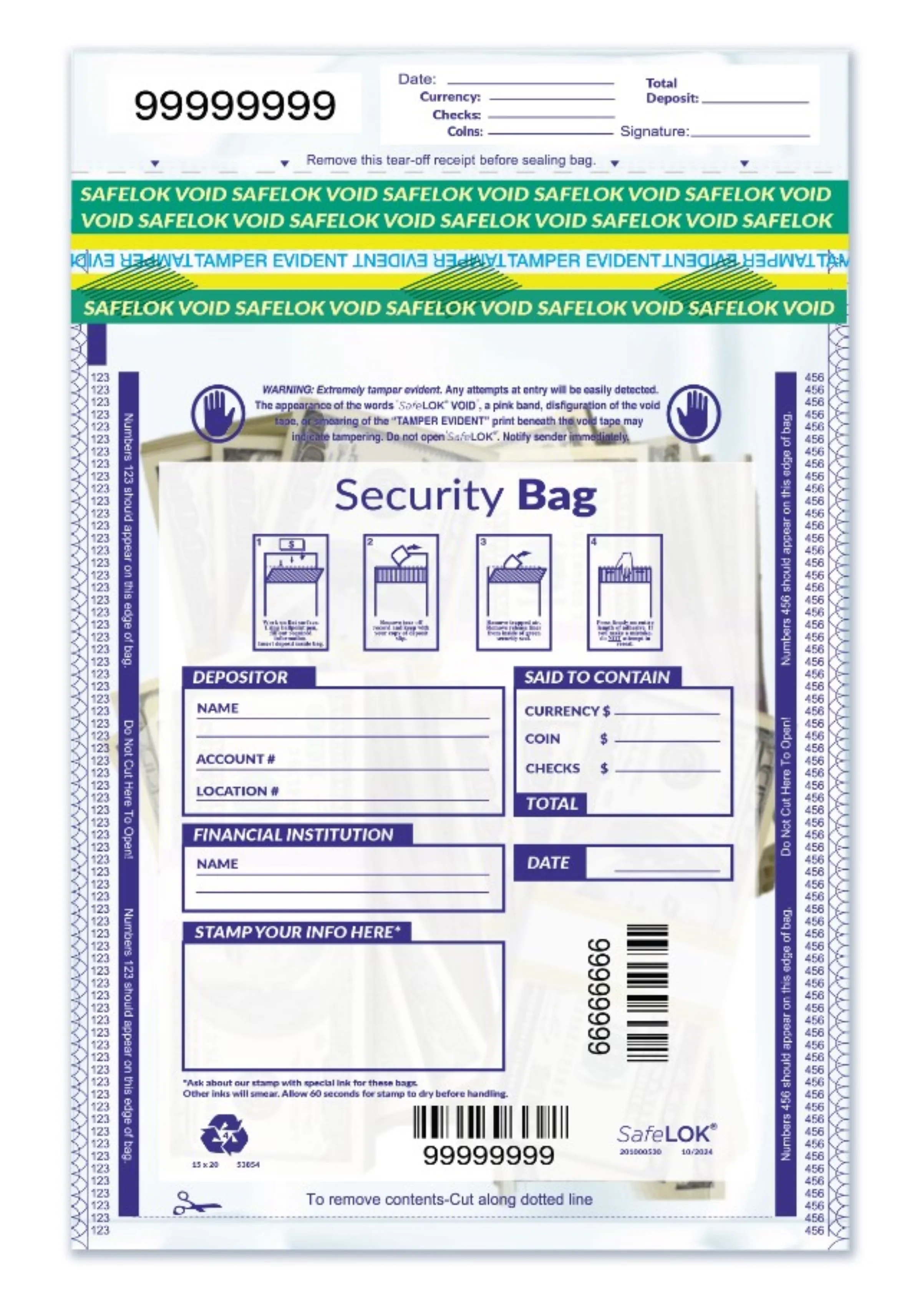 Deposit Bags, Single Pocket, Clear 15 X 20" 2