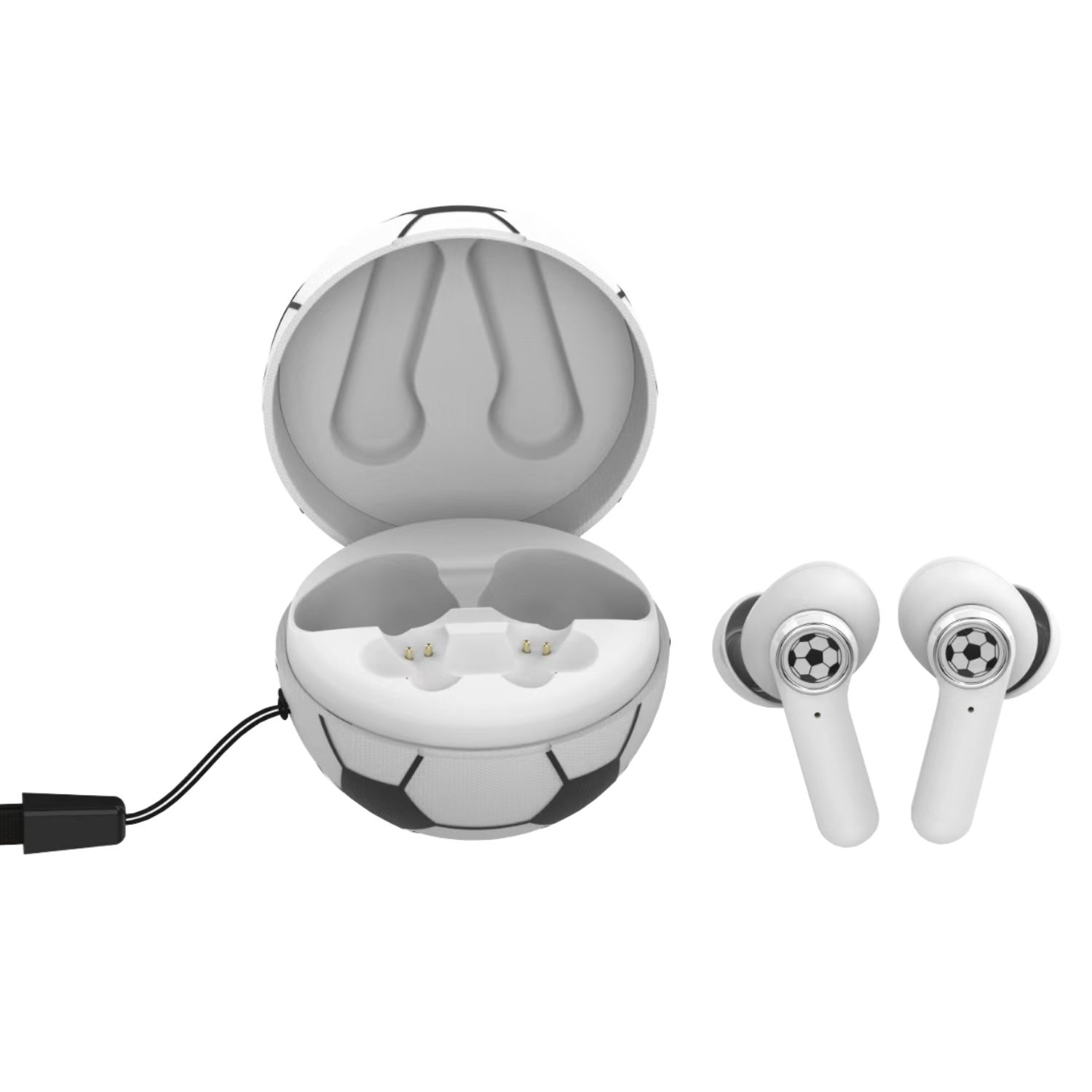 Soccer Style Wireless Earbuds w/ Custom Imprint & Charging Case Earphones