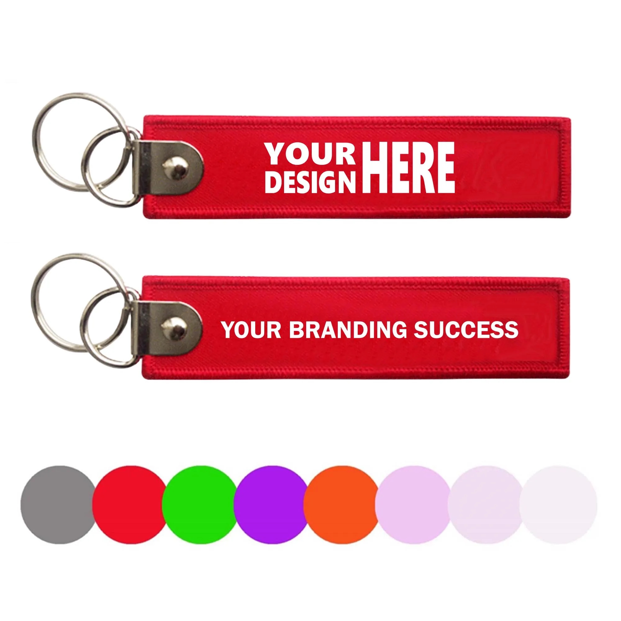 MOQ500 Embroidery Woven Strip Keychain 4