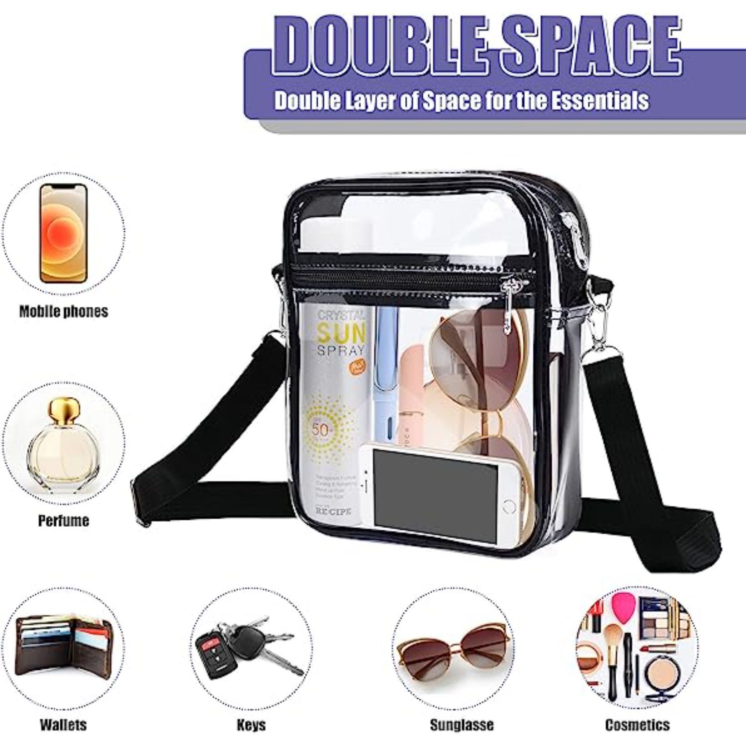 Clear Purse Stadium Approved Crossbody Bag with Adjustable Shoulder Strap 5