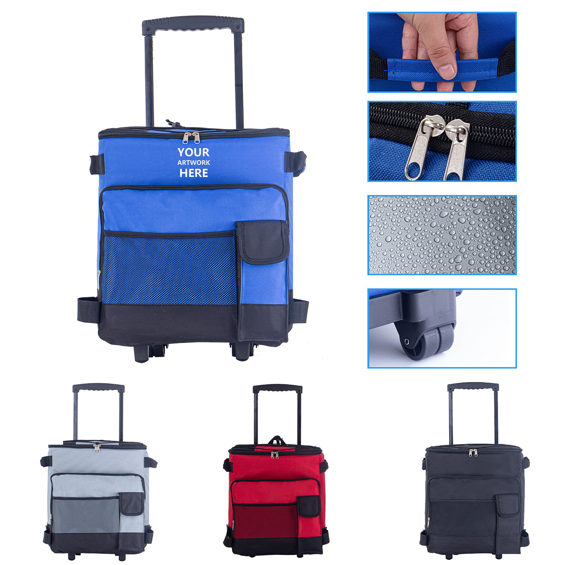40 Can Large Rolling Cooler with Pull Bar 4