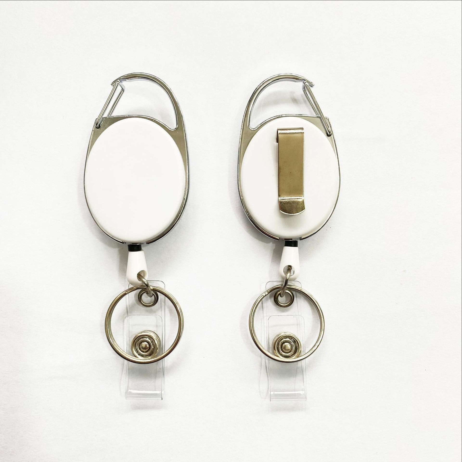 Retractable Badge Holder W/ Carabiner Clip & Keychain 3