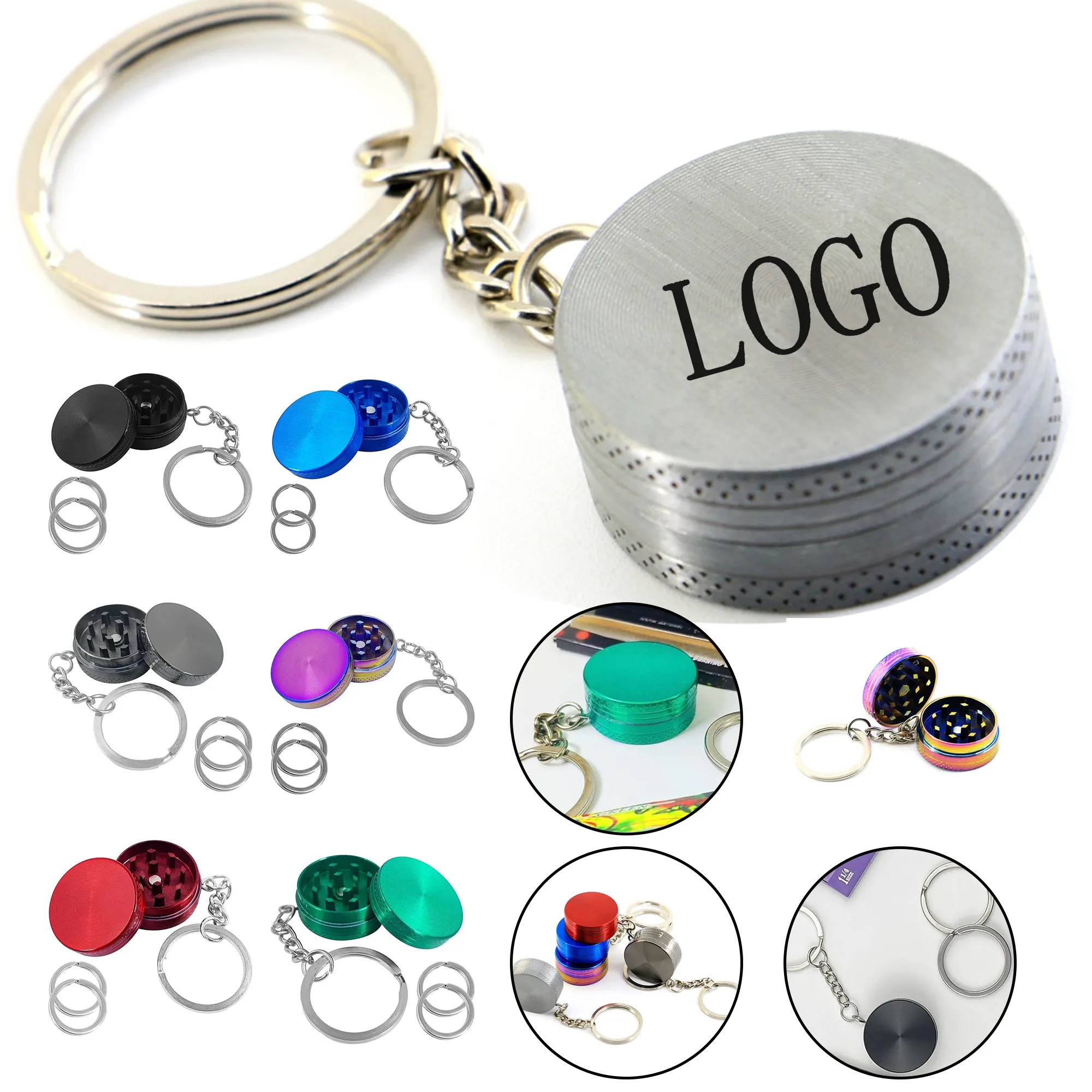 Mini Keychain Metal Spice Grinder 1.18 Inch, custom kitchen gadget with logo imprint 7