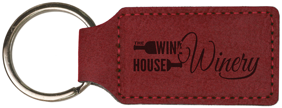 2 3/4" x 1 1/4" Rose Leatherette Rectangle Keychain 2