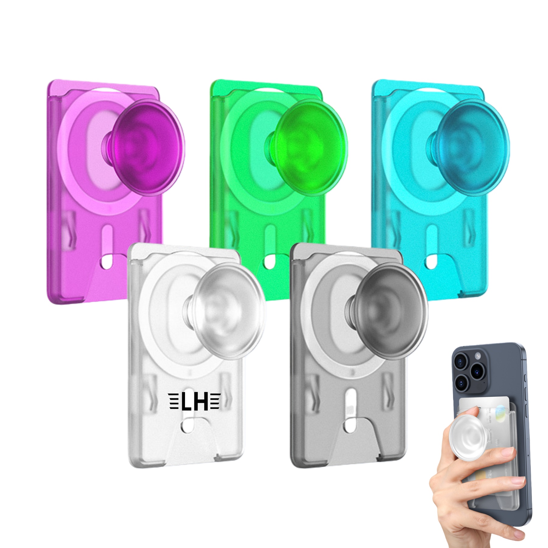 Magnetic Phone Grip and Stand with Card Holder 2