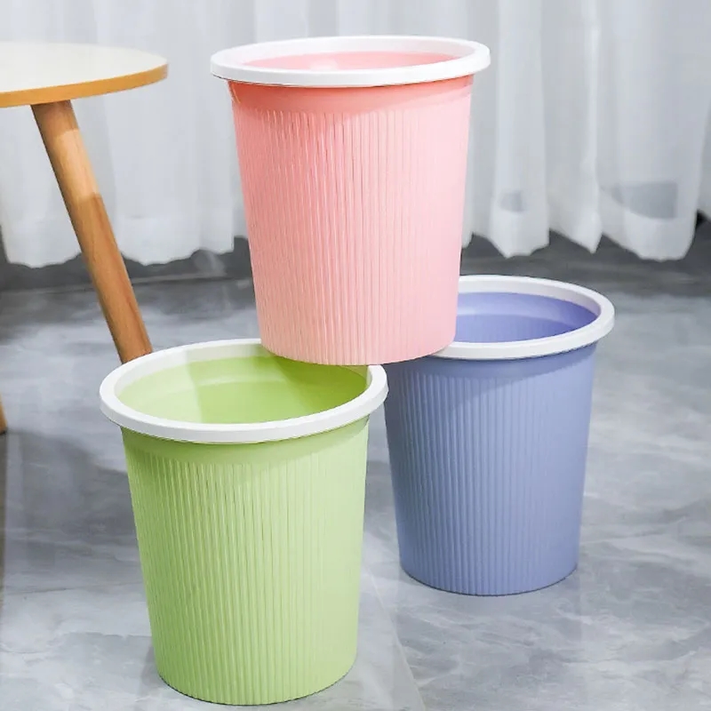 Plastic Cylinder Trash Can, promotional household item with logo imprint 4