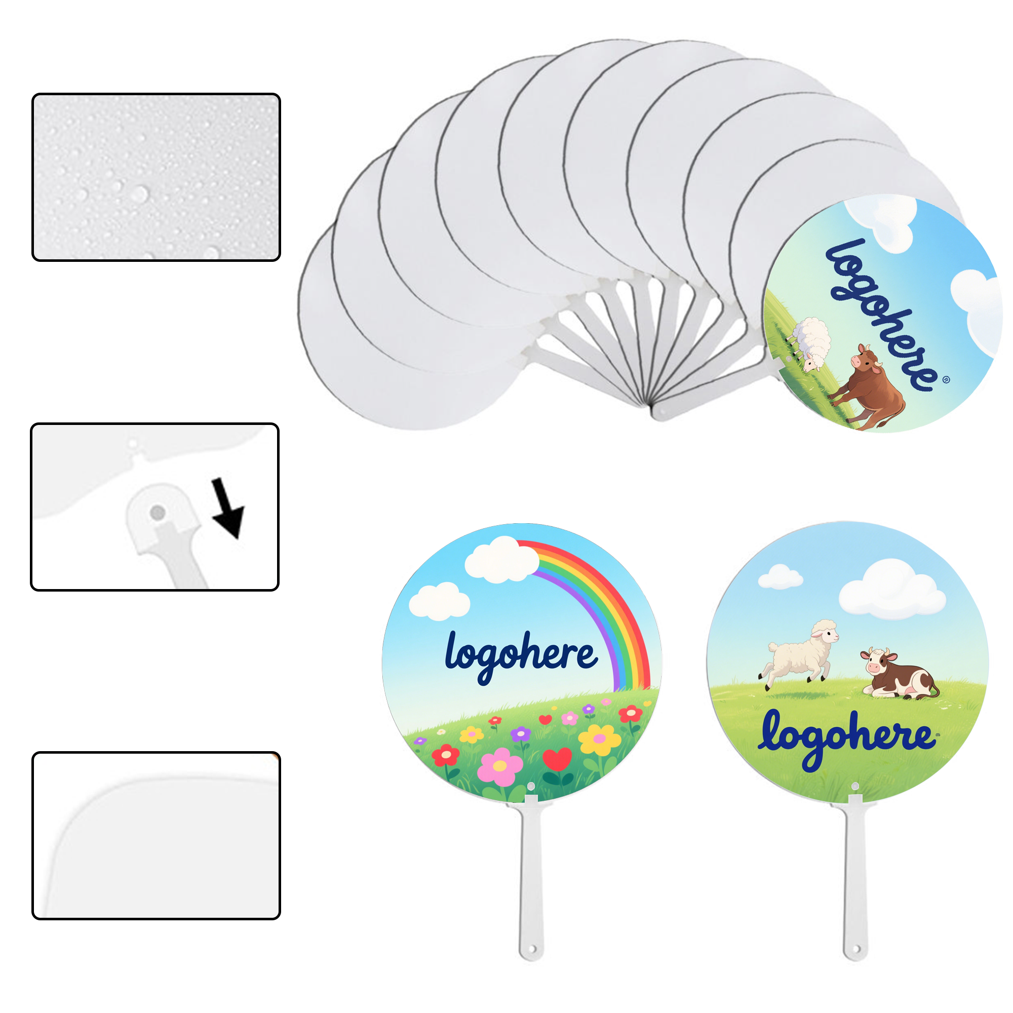 Custom Logo Church Fan with Handle 3