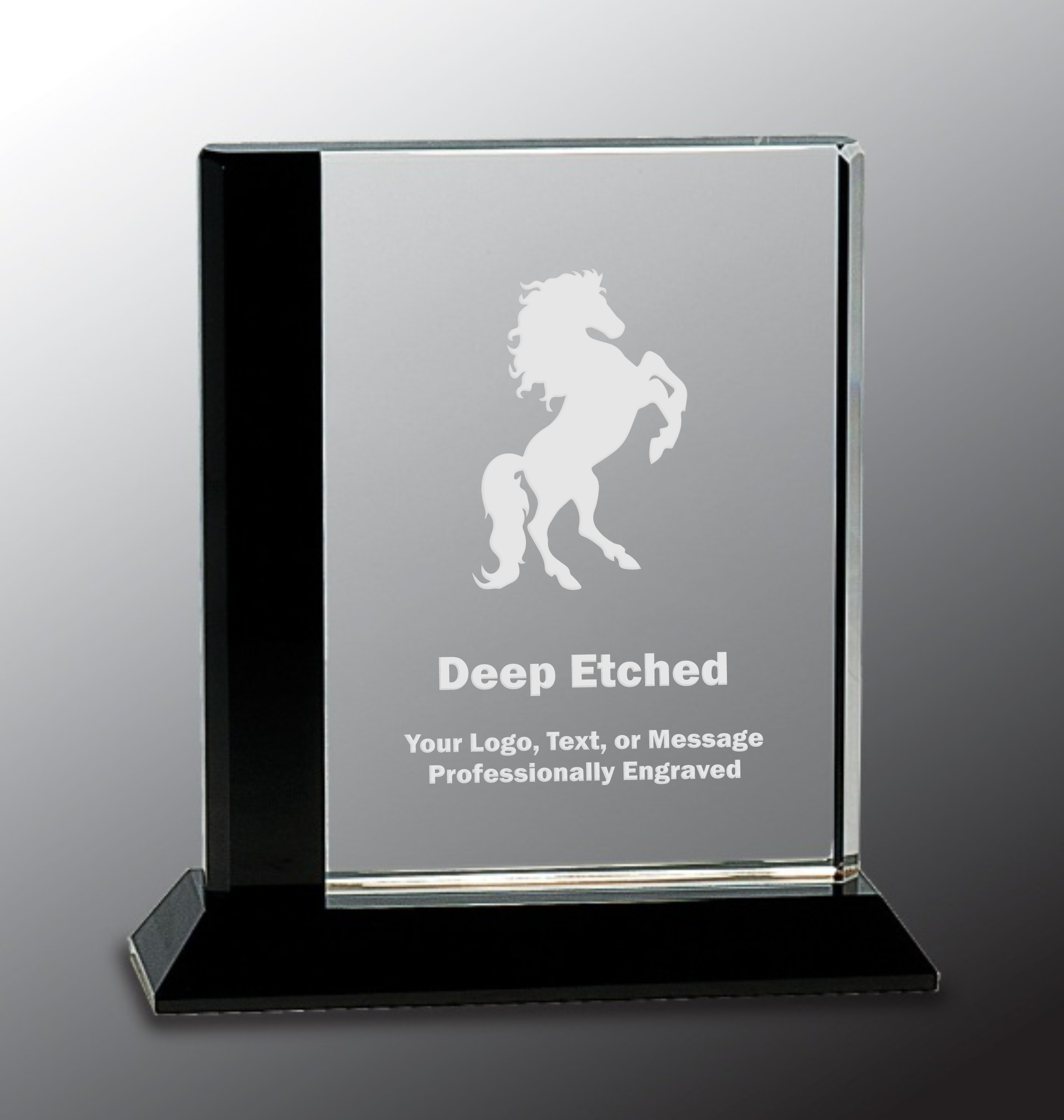 6 1/2" x 7" Black Edge Crystal on Black Base Crystal Award