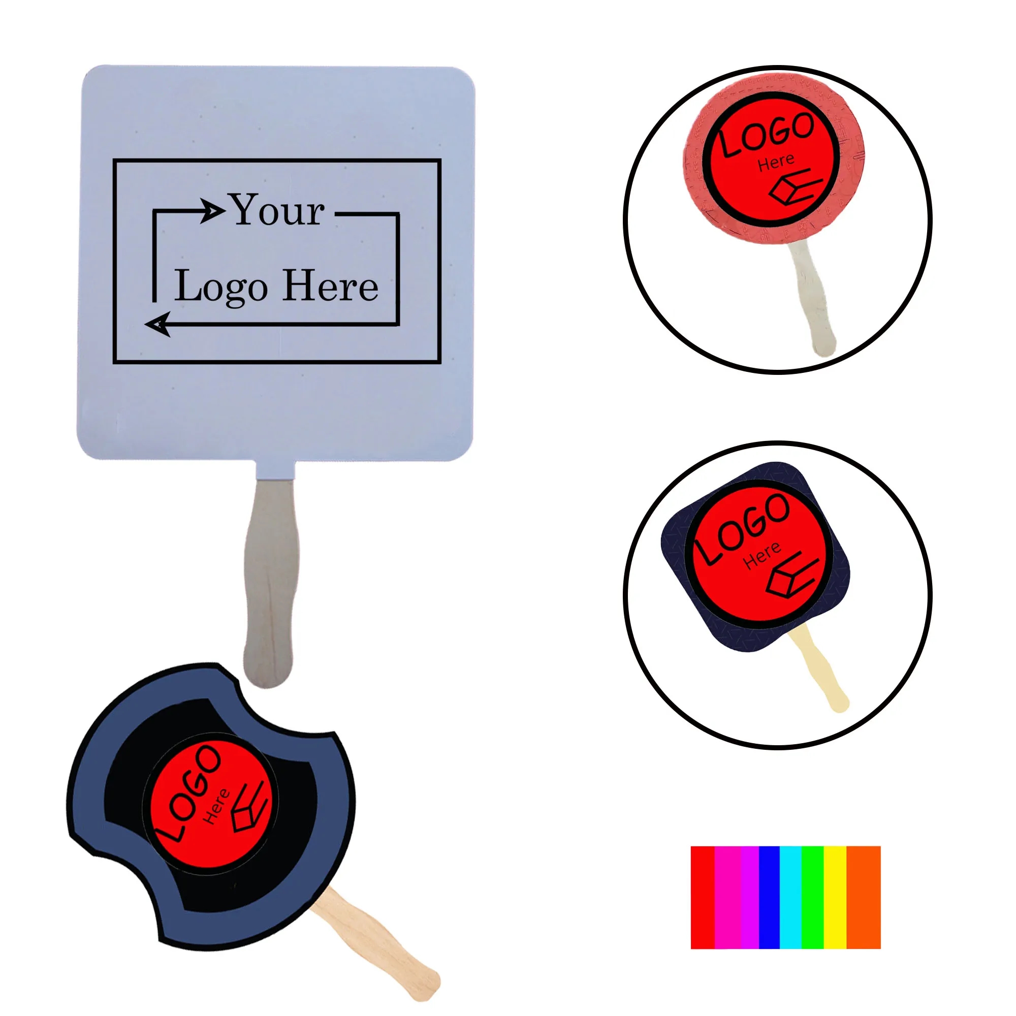 Full Color Paper Wooden Handle Fan 3