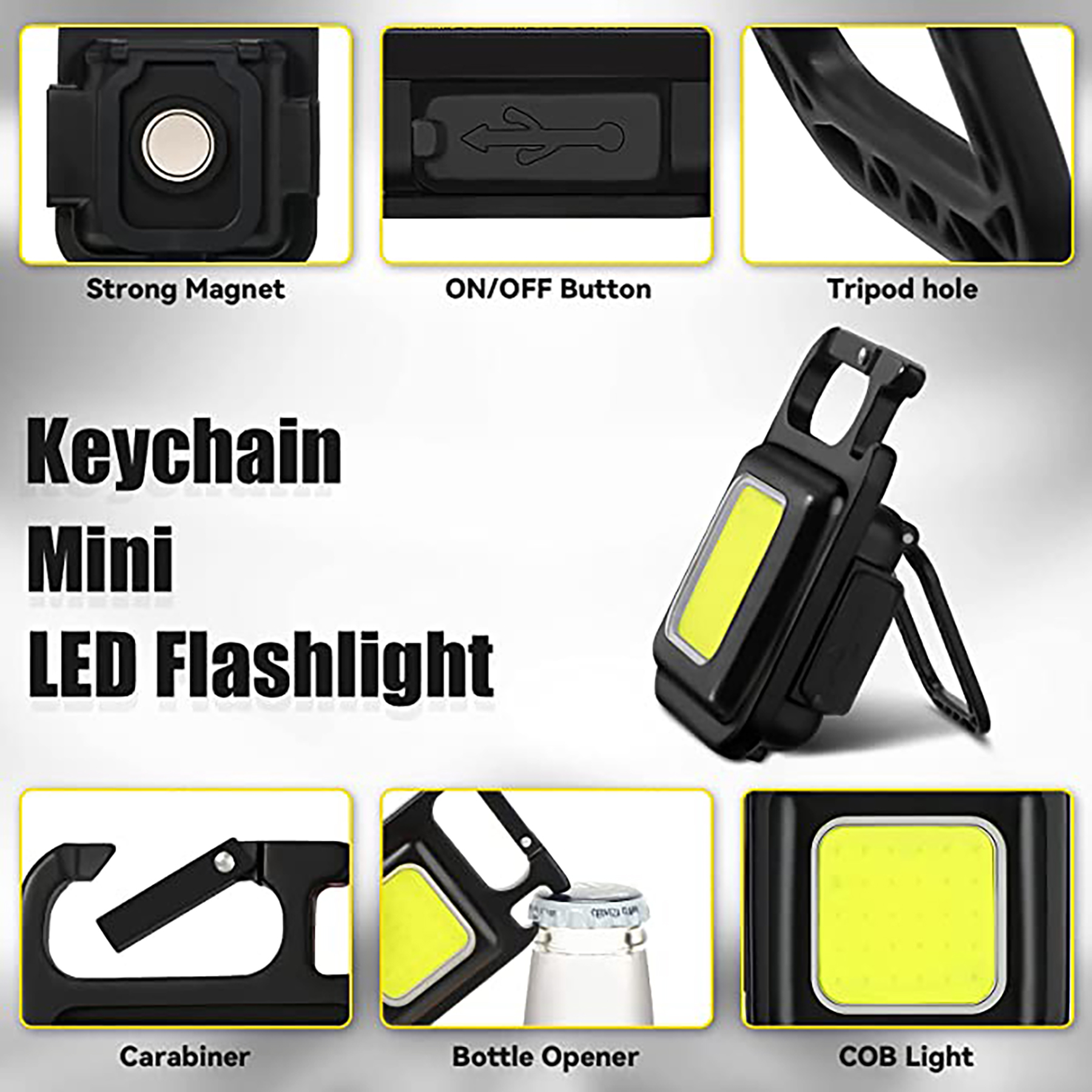 Pocket Led Flashlight with Folding Bracket Bottle Opener and Magnet Base for Running/Finishing 11