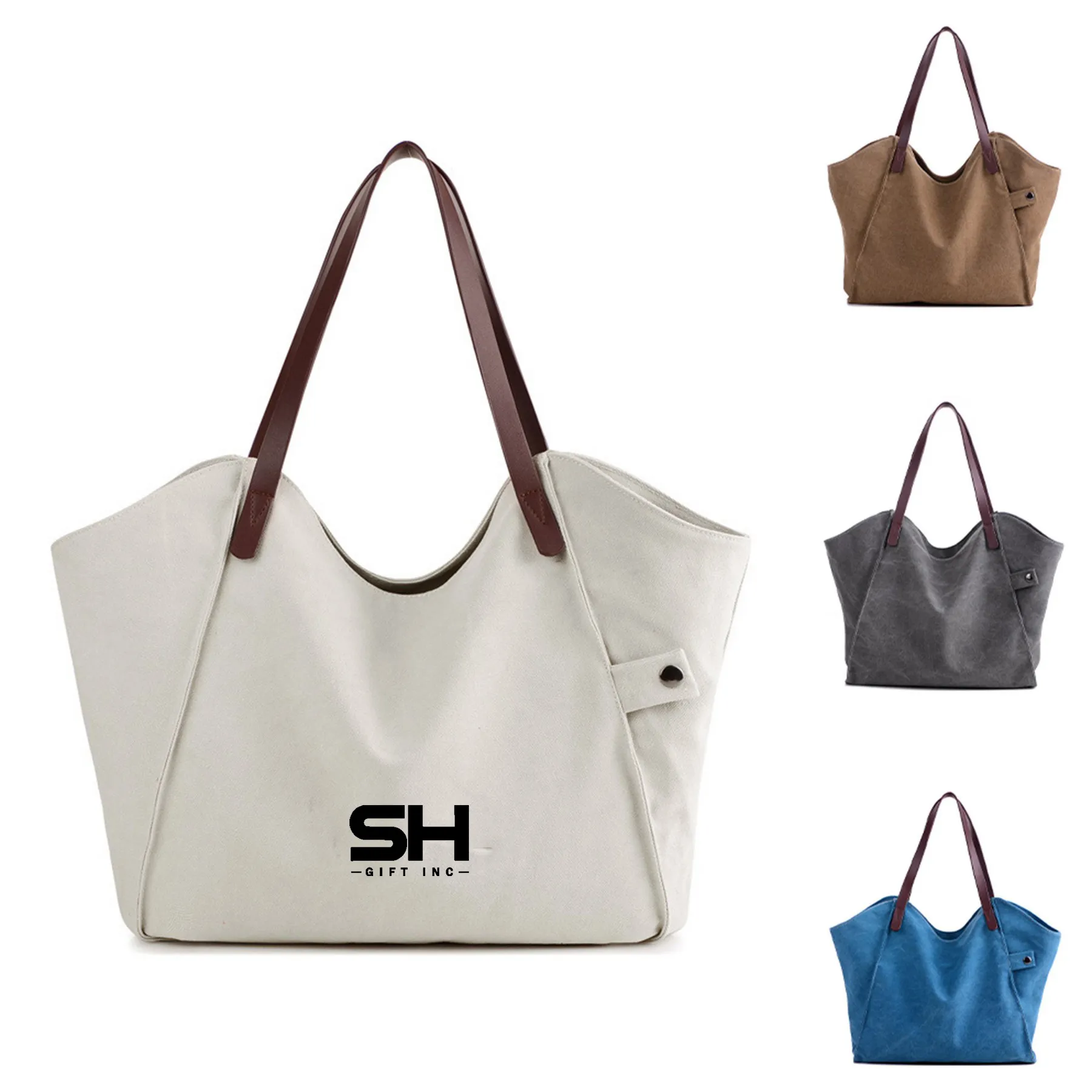 Canvas Tote Large Shoulder Bag, custom tote bag with logo imprint 4