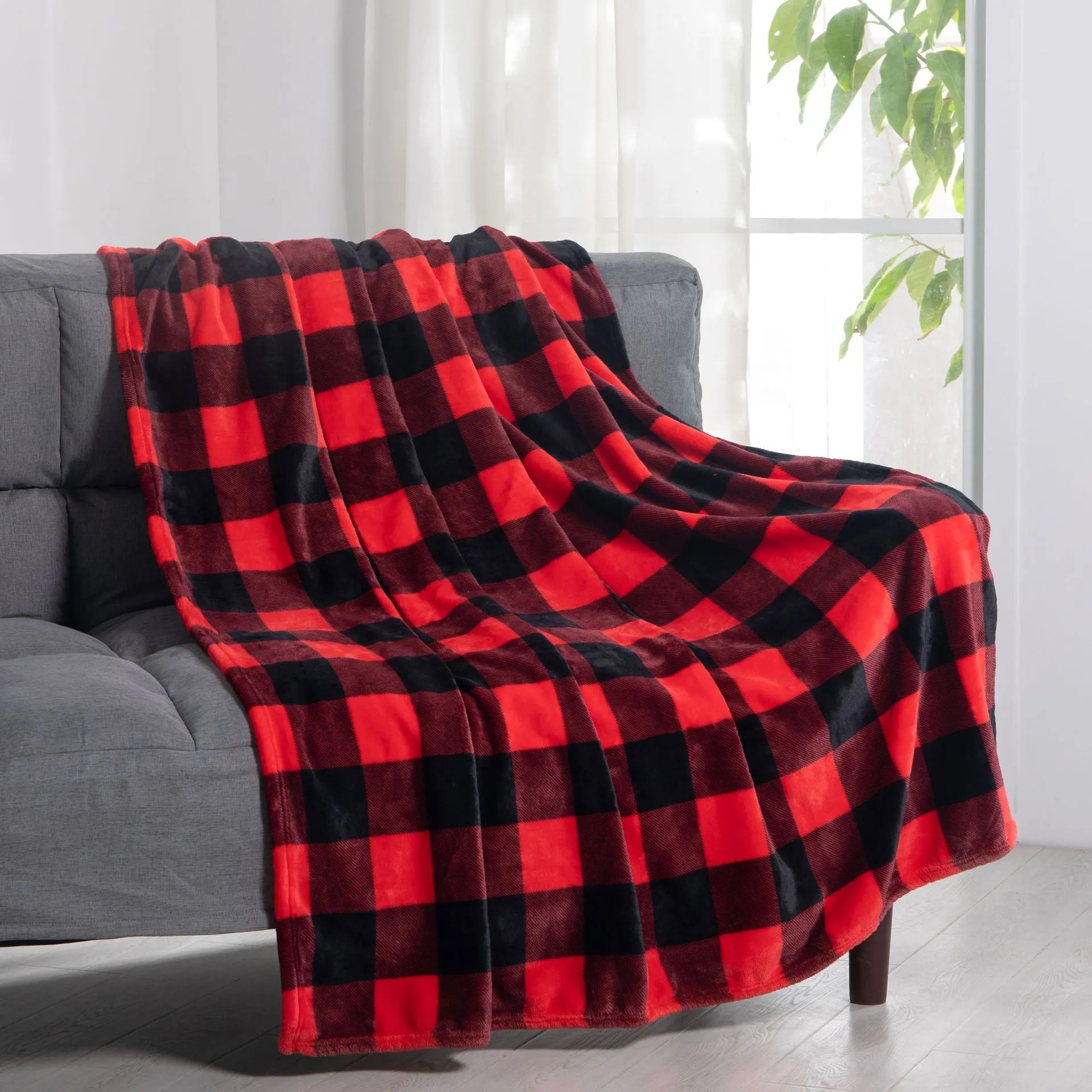 Polyester double-sided fleece plaid blanket 5