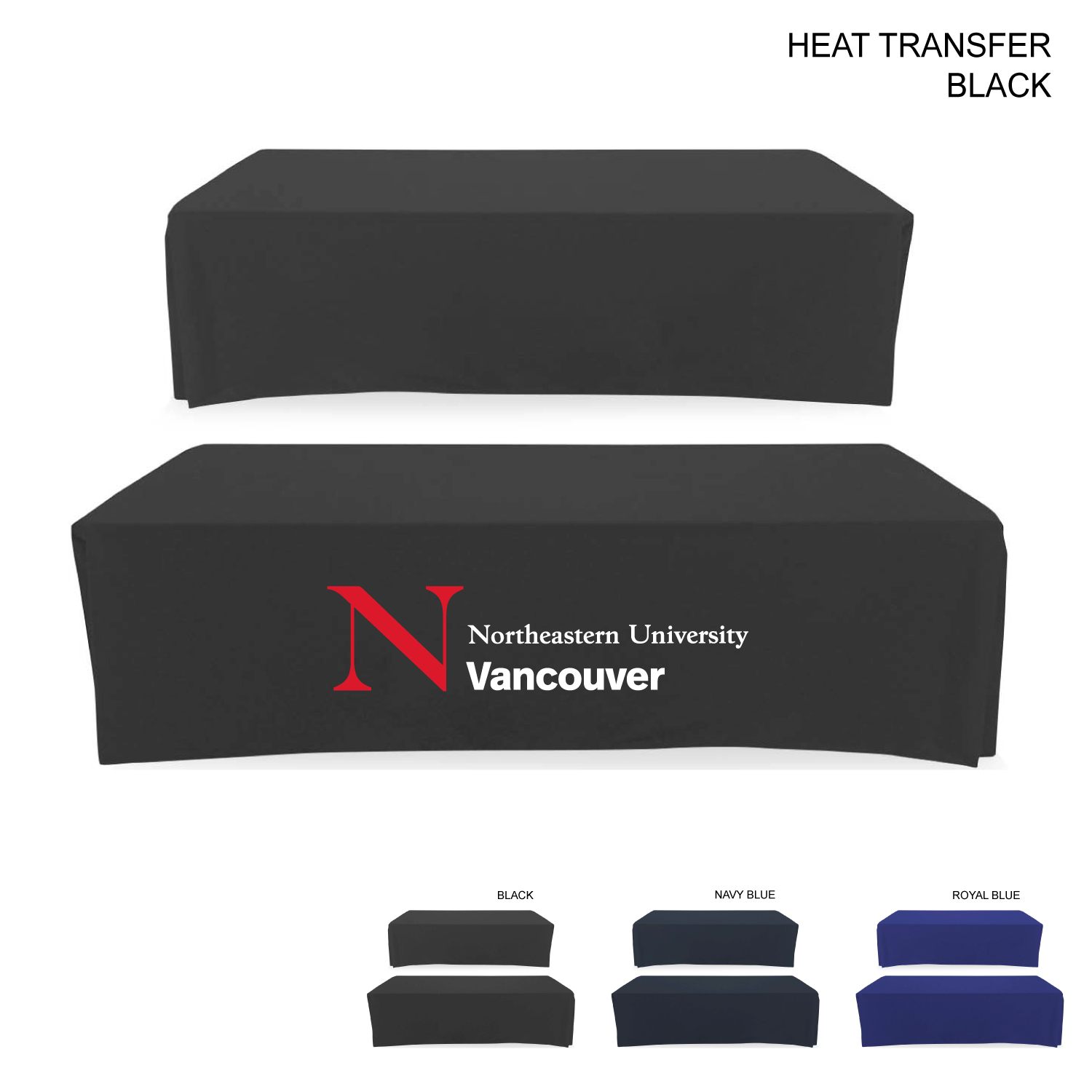 Polycotton Twill Table Throw for 8' Table, Drape style, 4 sided, Closed Back, Heat Transfer logo 3
