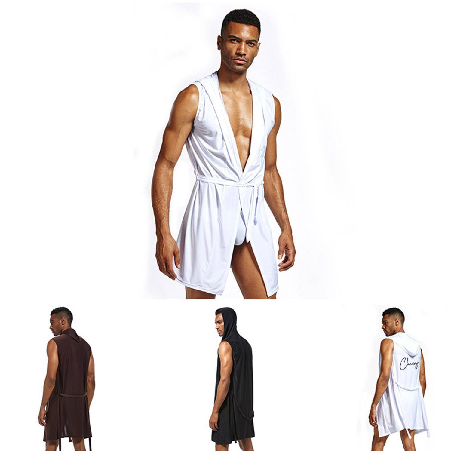 Ice Silk Fabric Bathrobe For Man 2