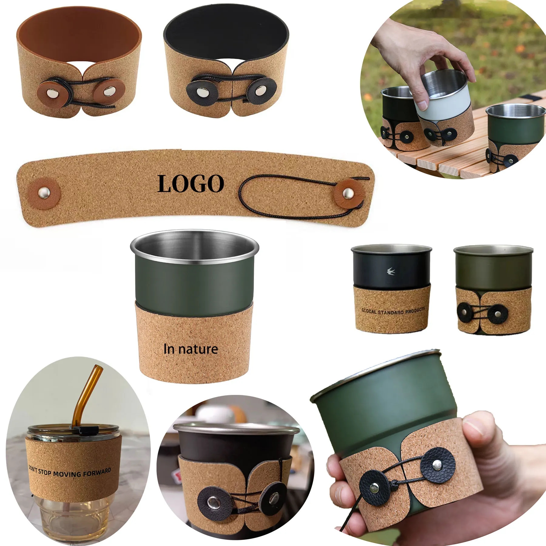 Reusable Leather Cork Cup Sleeve 3