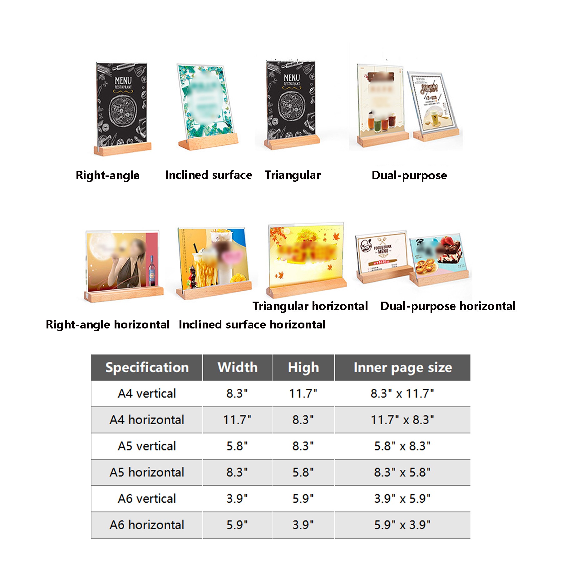 A6 Clear Acrylic Sign Wooden Base Holder 2