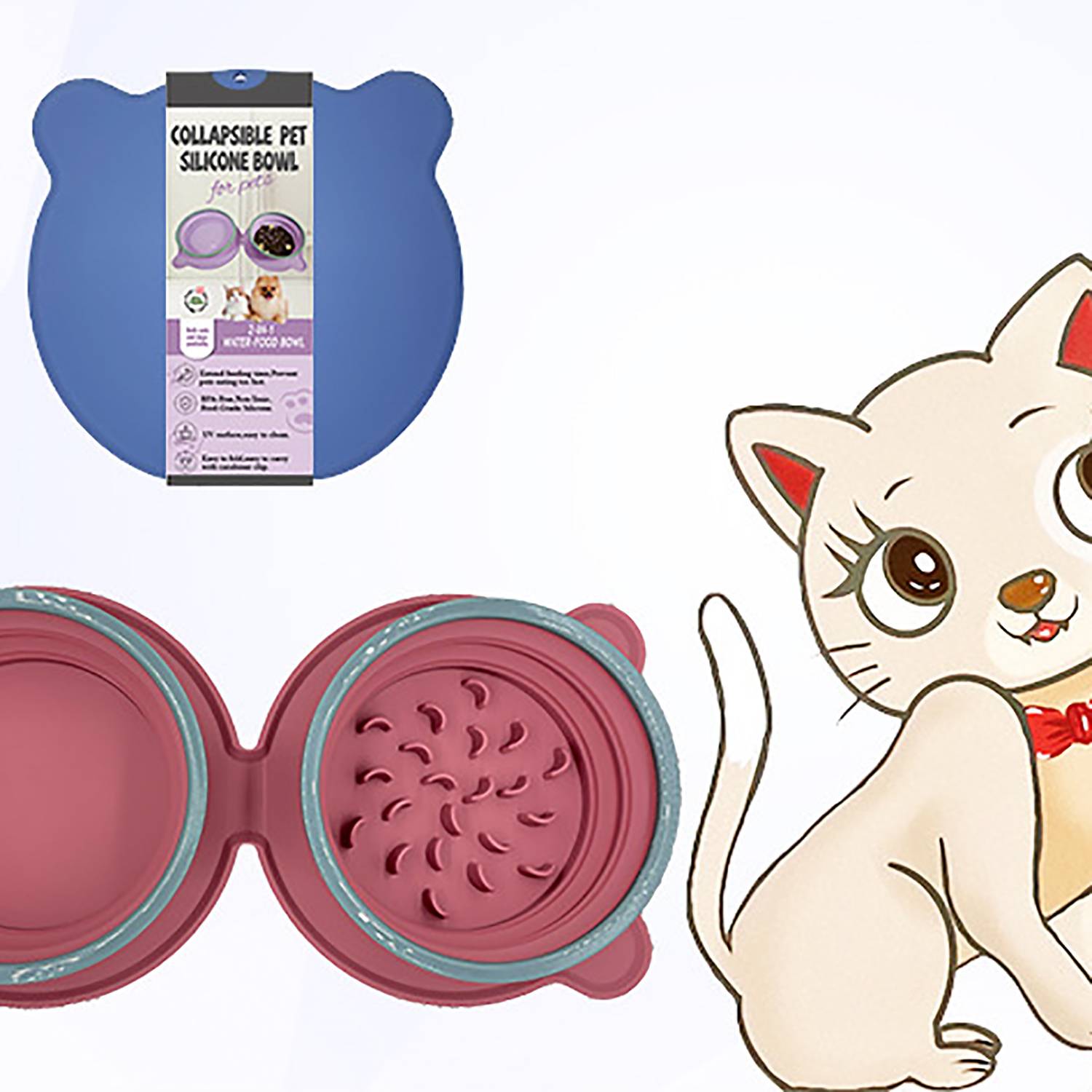 2 in 1 Silicone Foldable Pet bowl 2