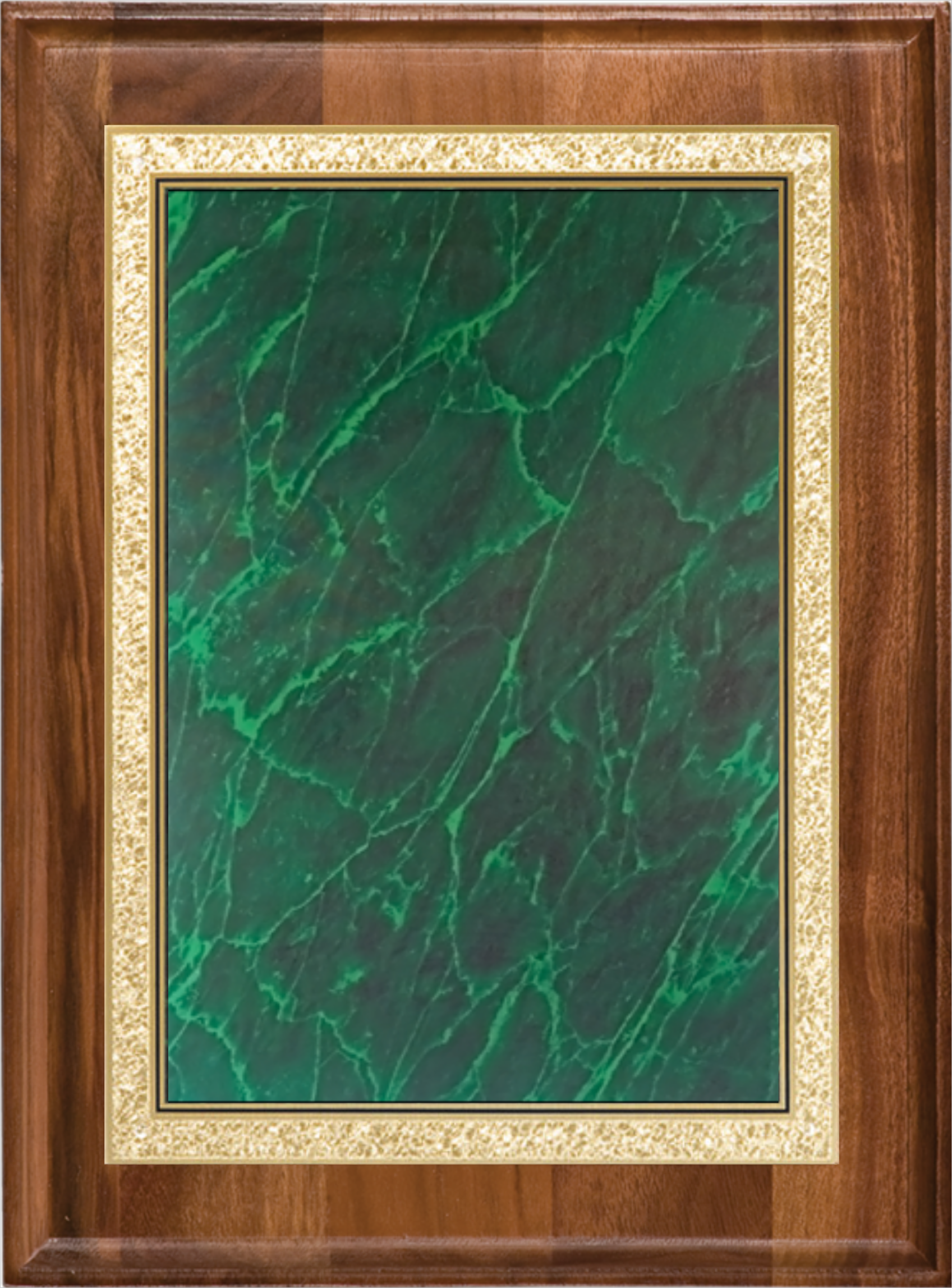 Walnut Rectangle Plaque w/Green Brass Engraving Plate (7" x 9") 7